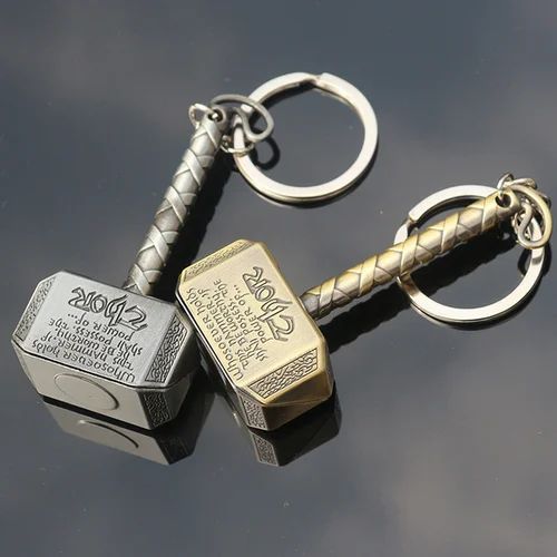 Stylish Superhero Hammer Shape Metal Keychain – Mini Hammer Design Key Ring (Mix Design) - Image 8