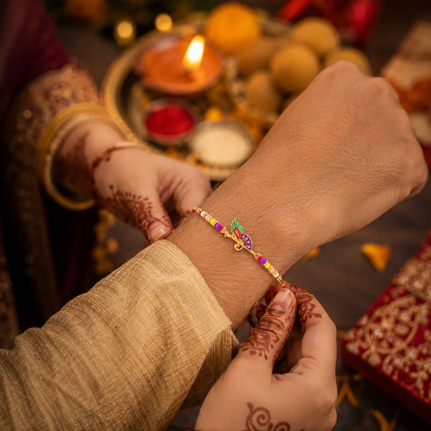 Stylish Traditional Design Rakhi (1 Pc) - Image 4