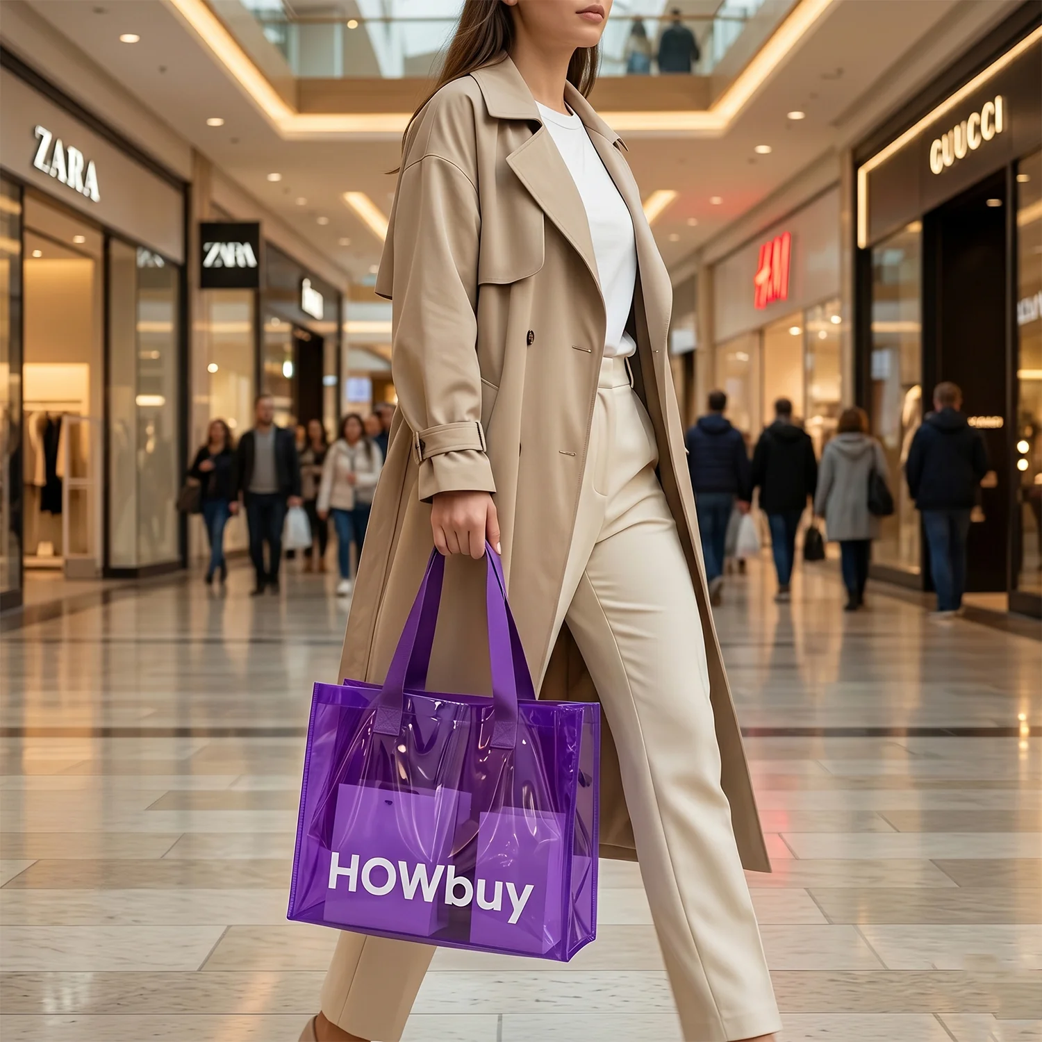 Stylish Transparent Carry Bag with Handle Strap (30x27 Cm) - Image 4