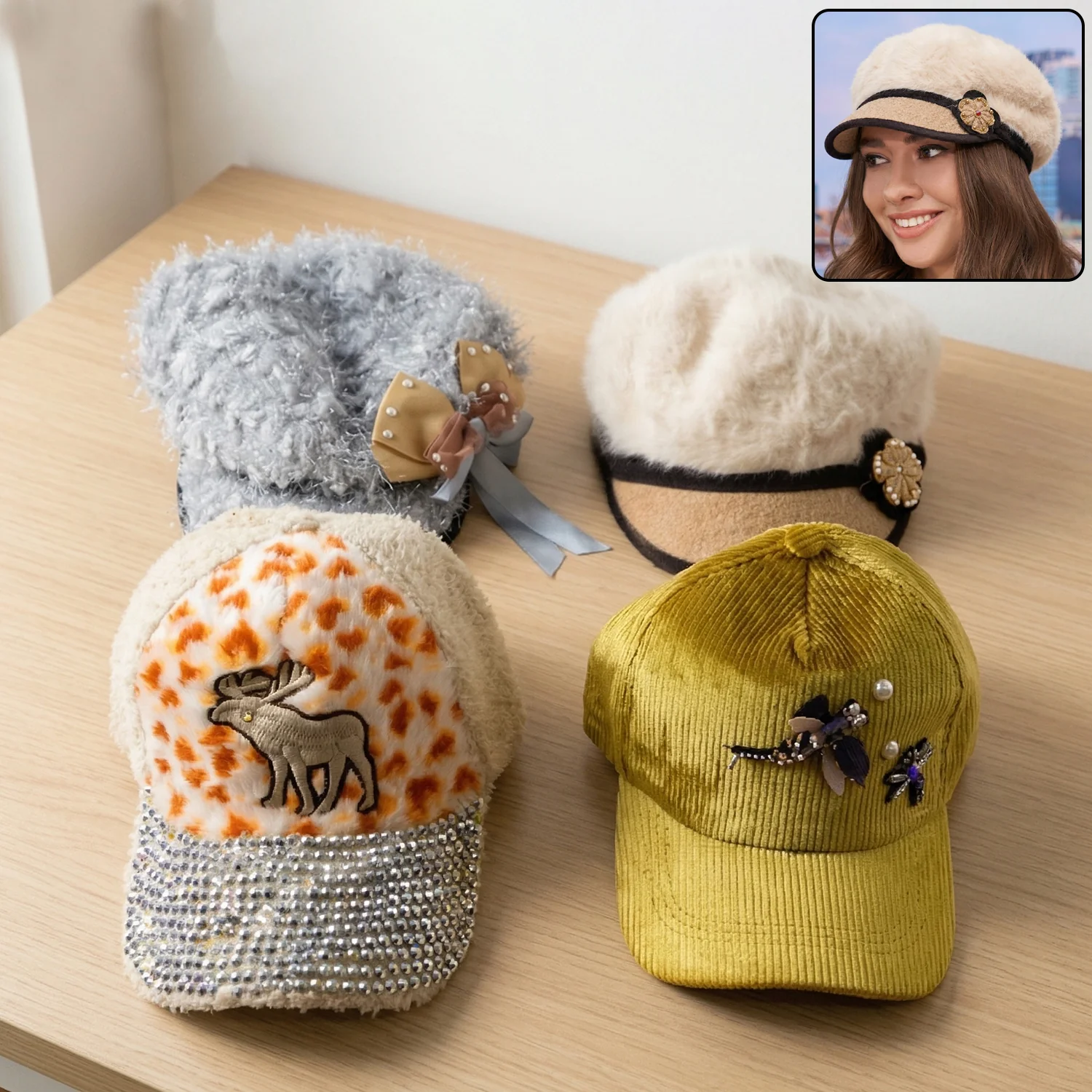 Stylish Winter And Summer Designer Cap (1 Pc, Mix Design) - Image 3