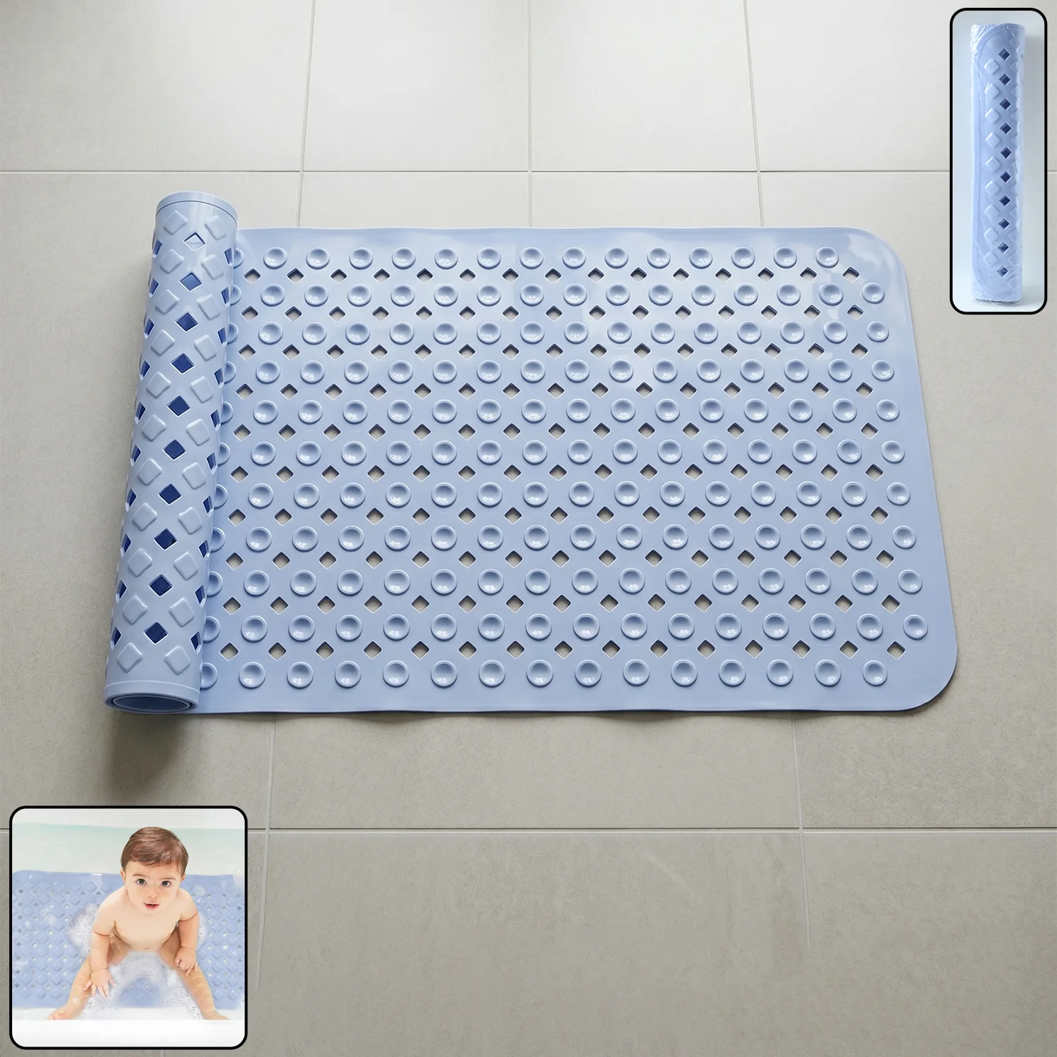 Suction Cups Anti-Slip Bath Mat (1 Pc, 88x40 Cm)