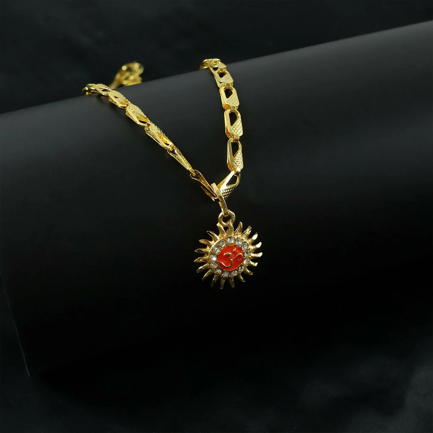 Sun and Om Pendant with Chain – Spiritual Charm Necklace (Mix Designs) - Image 2