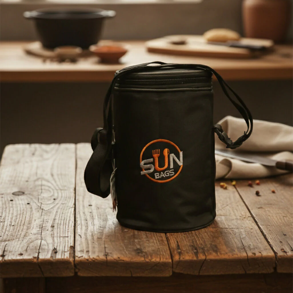 Sun Bags Round Tiffin Bag | Premium Lunch Bag with Shoulder Strap | Durable Fabric | Compact Food Carrier for Office, School & Travel (Black) - Image 6