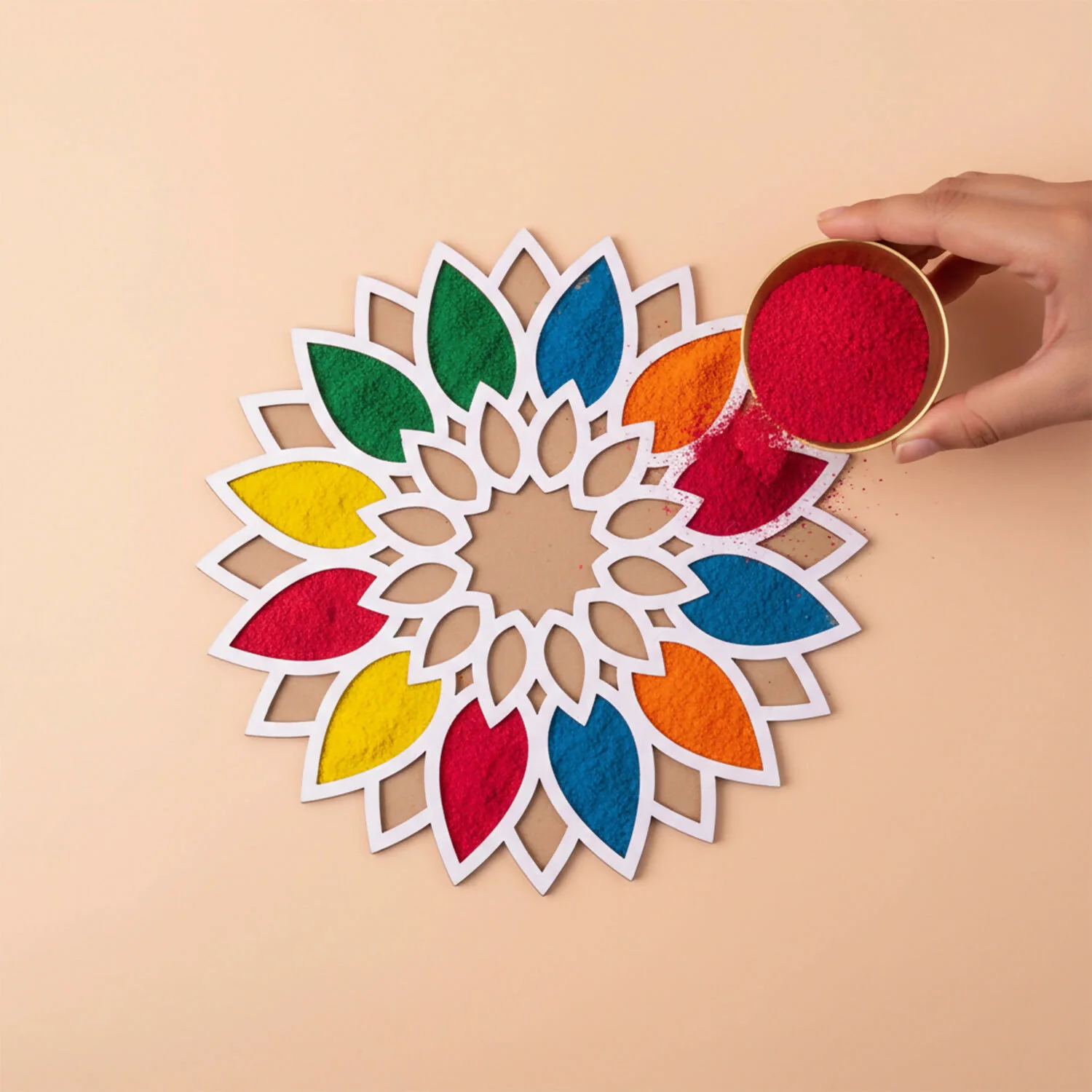 Sun Mandala Rangoli Stencil (12 Inch) | Reusable MDF Template for Diwali Entrance Decor - Image 4
