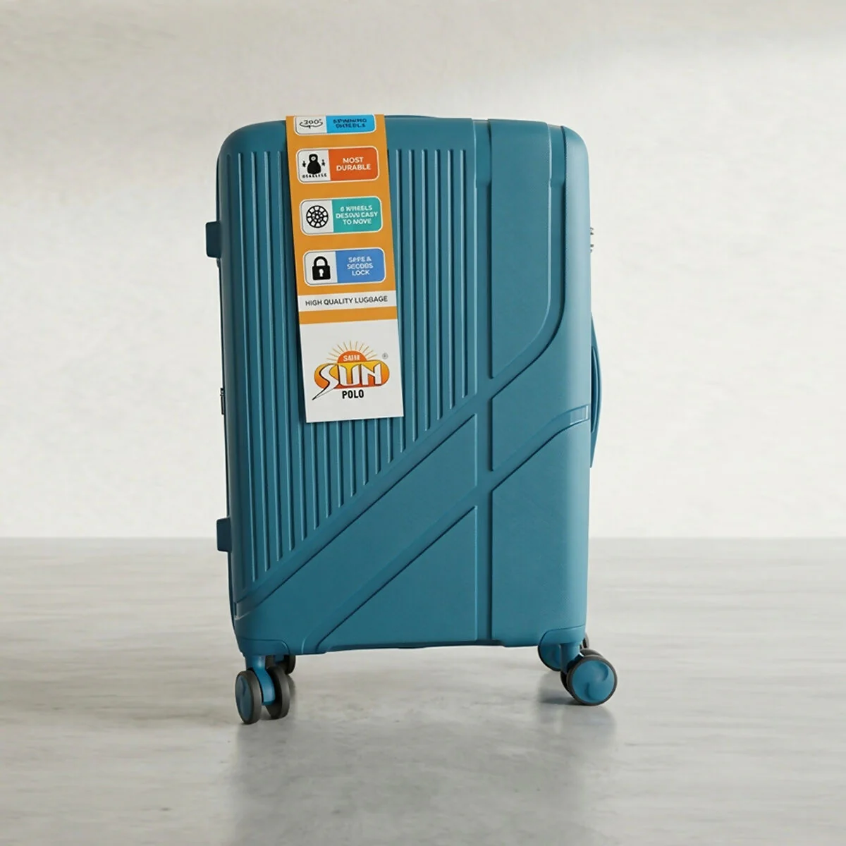 SUN POLO Blue Hard Shell Luggage Set with Spinner Wheels & Lock - Image 3