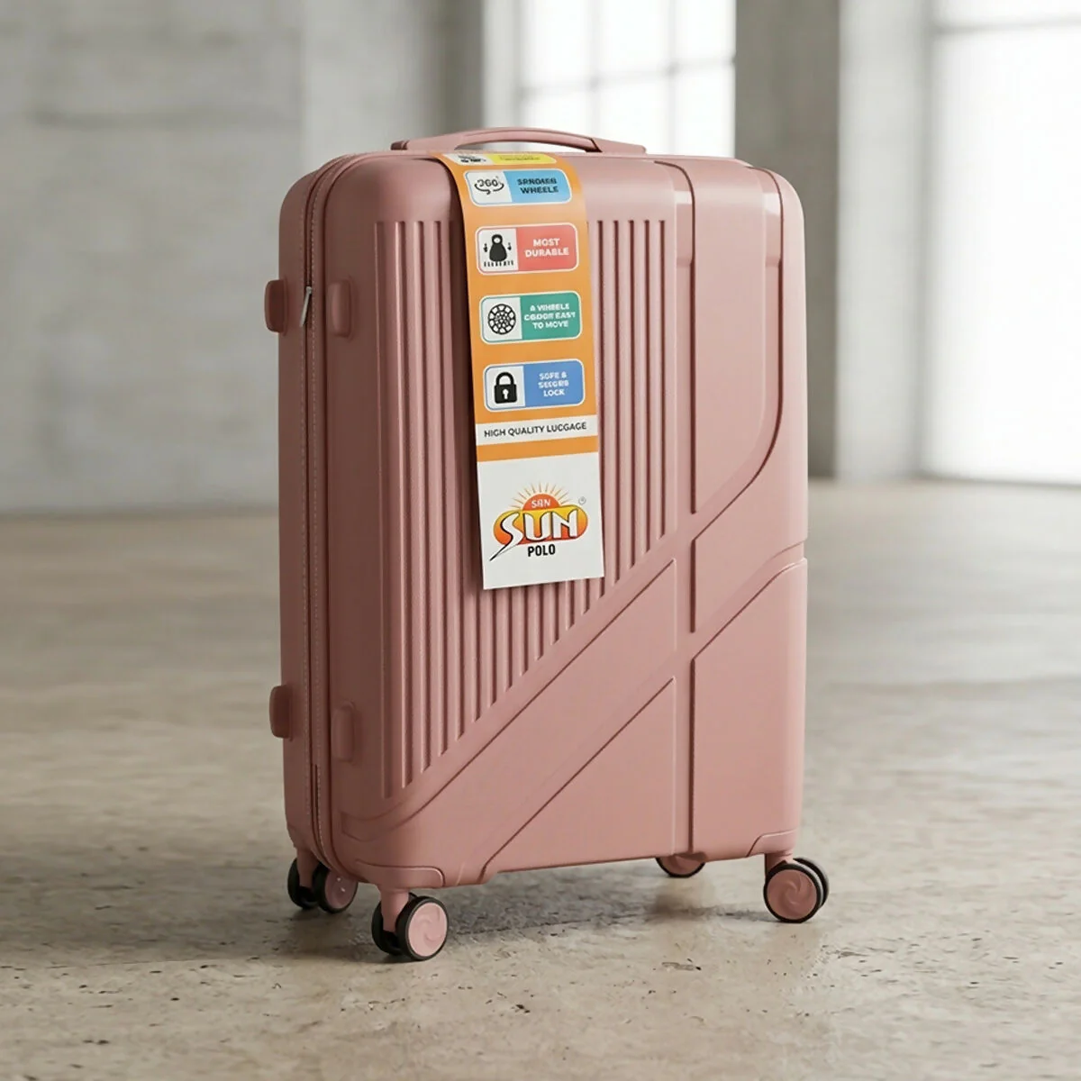 SUN POLO Blue Hard Shell Luggage Set with Spinner Wheels & Lock - Image 4