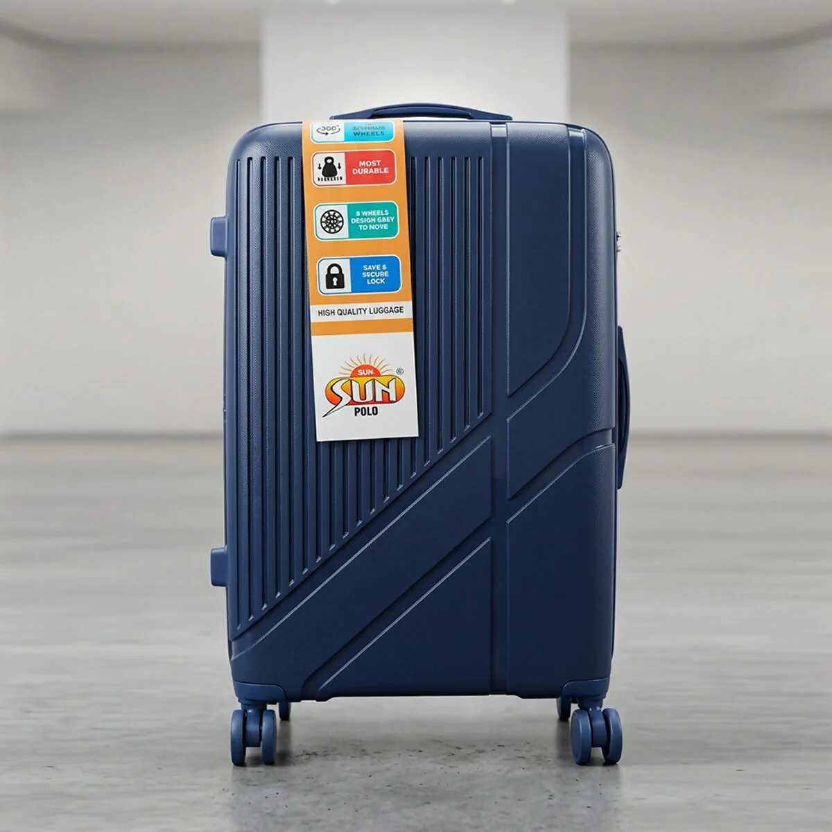 SUN POLO Blue Hard Shell Luggage Set with Spinner Wheels & Lock - Image 5