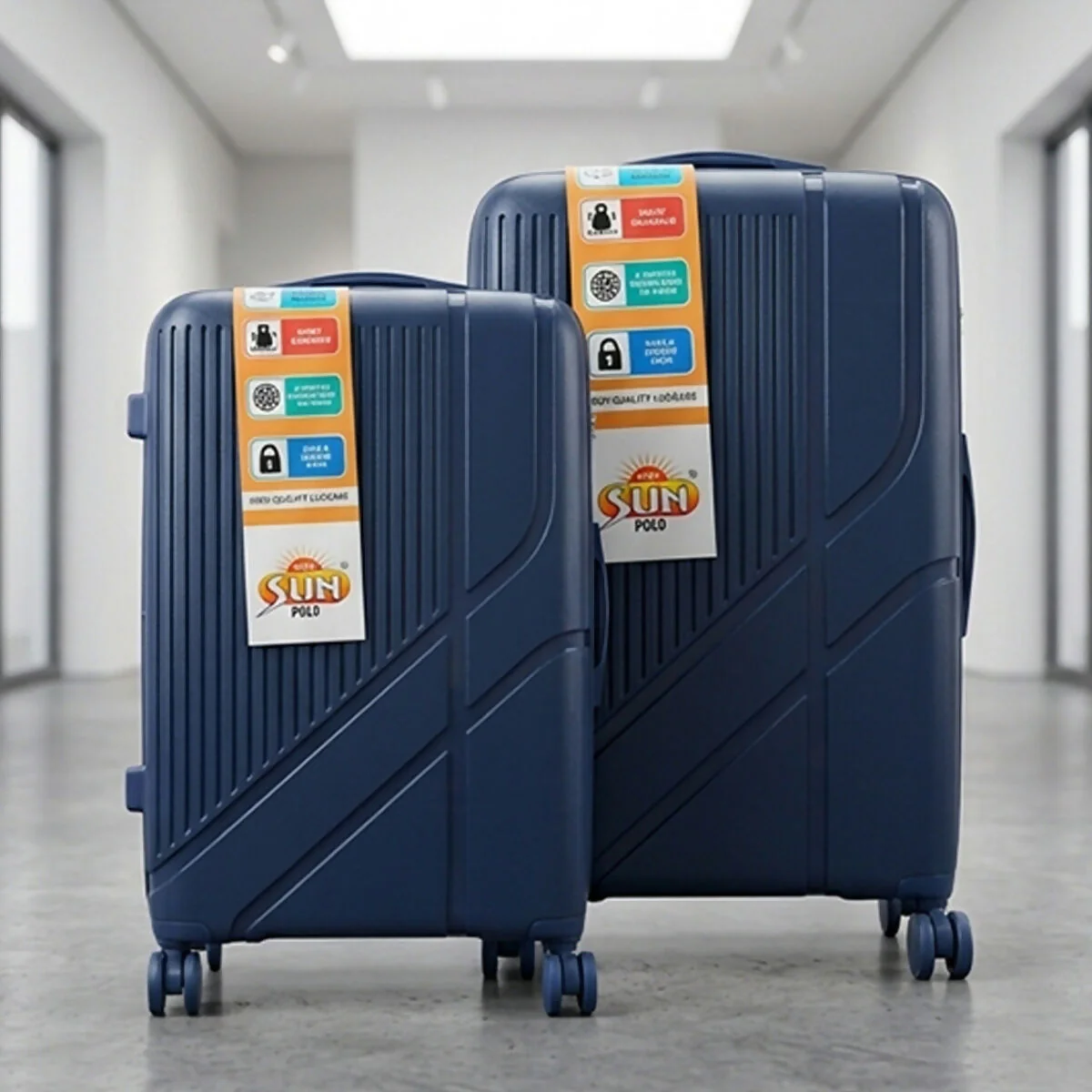 SUN POLO Blue Hard Shell Luggage Set with Spinner Wheels & Lock - Image 9