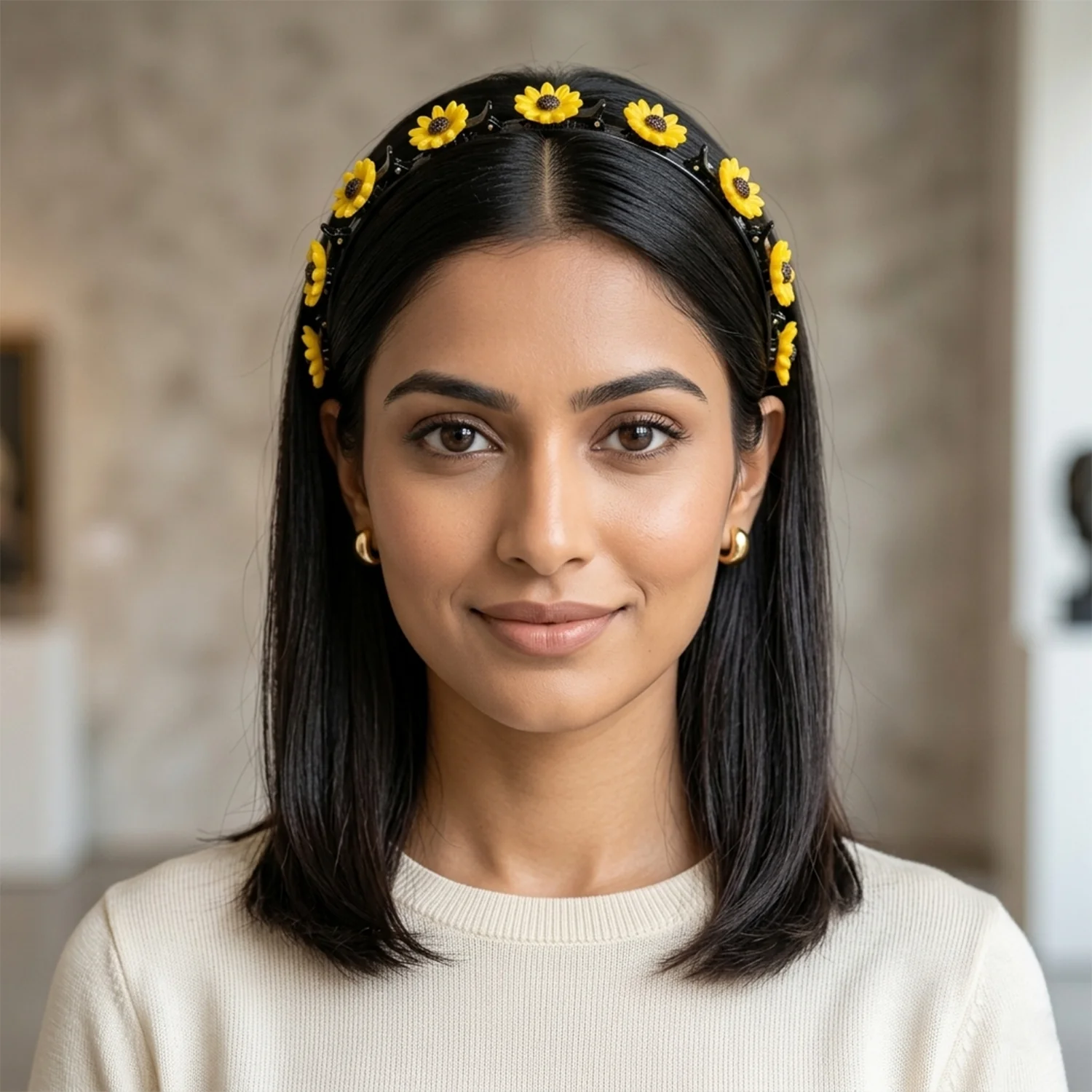 Sunflower Design Floral Clip Hair Band 1 Pc - Image 3