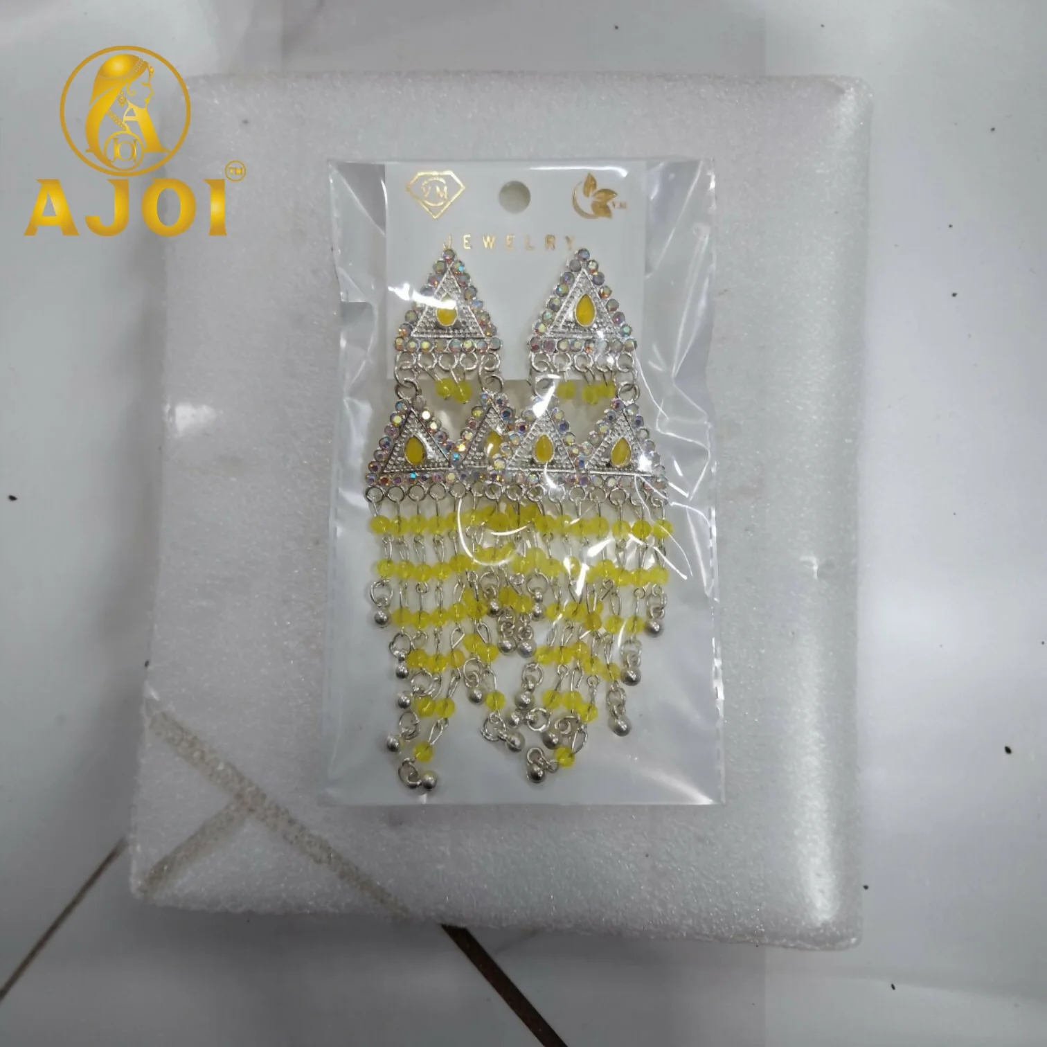 Sunshine Yellow Drop Silver Statement Earrings with Elegant Designer Finish - Image 4