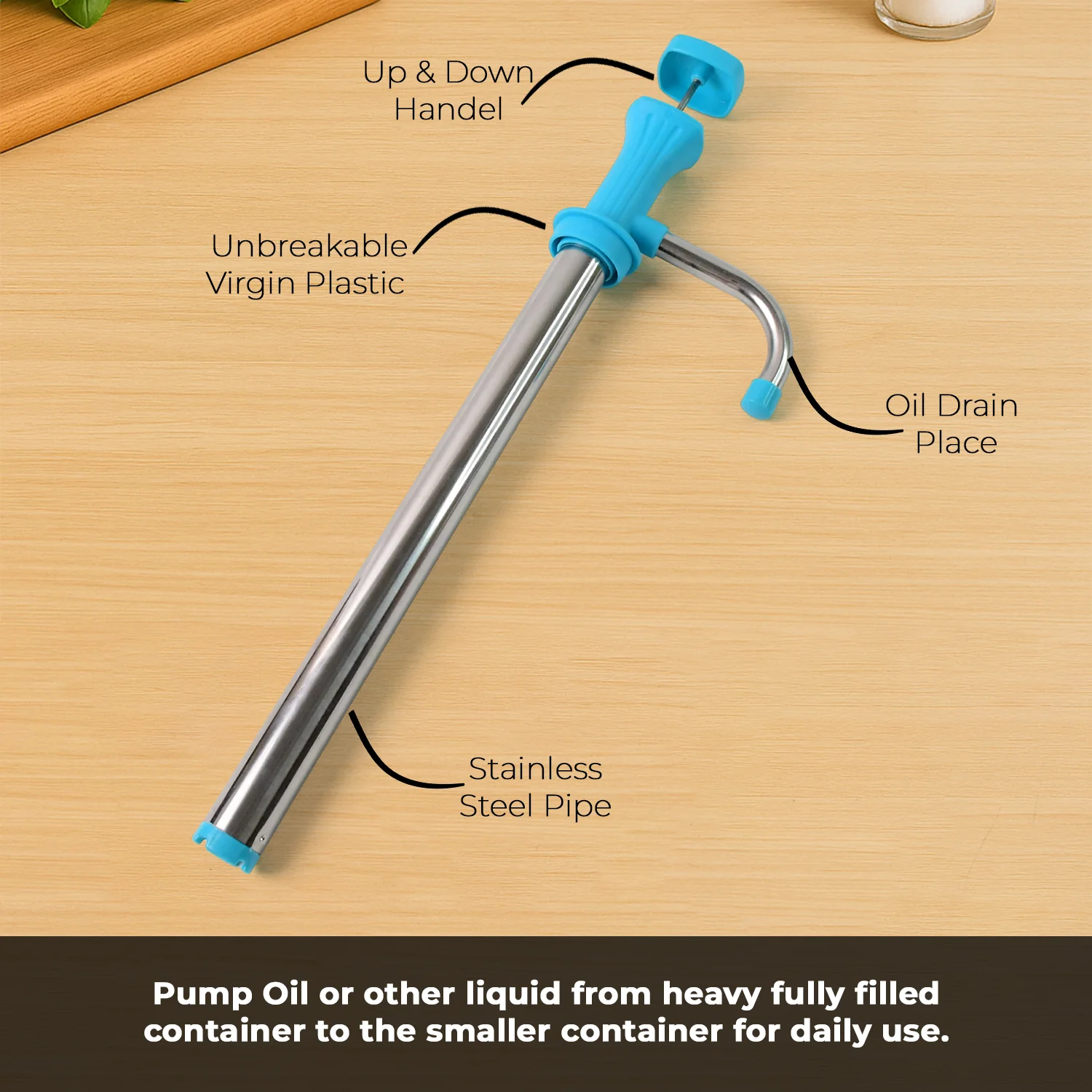 Supermom Manual Stainless Steel Oil Pump Dispenser (1 Pc) - Image 4