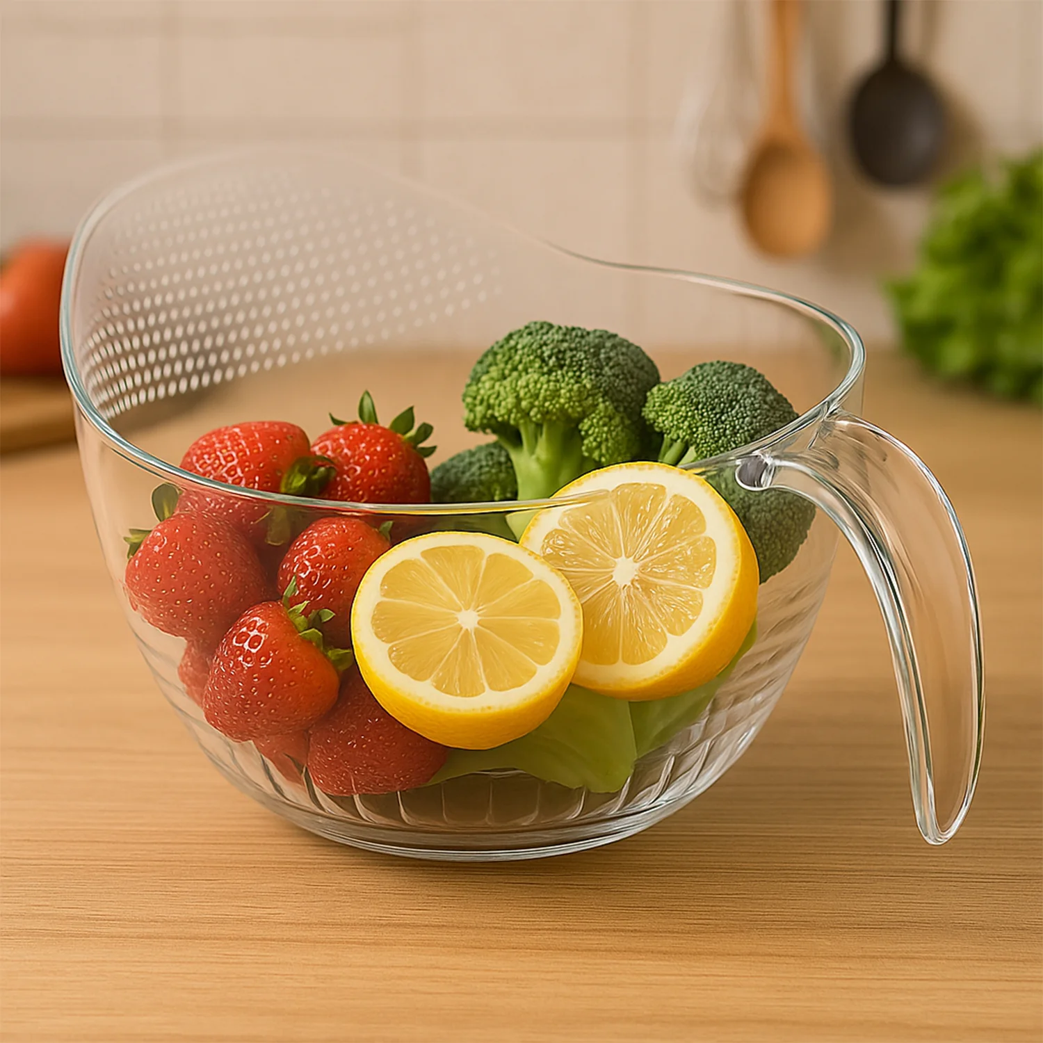 Supermom Multipurpose Transparent Plastic Bowl / Basket with Handle (1 Pc) - Image 3