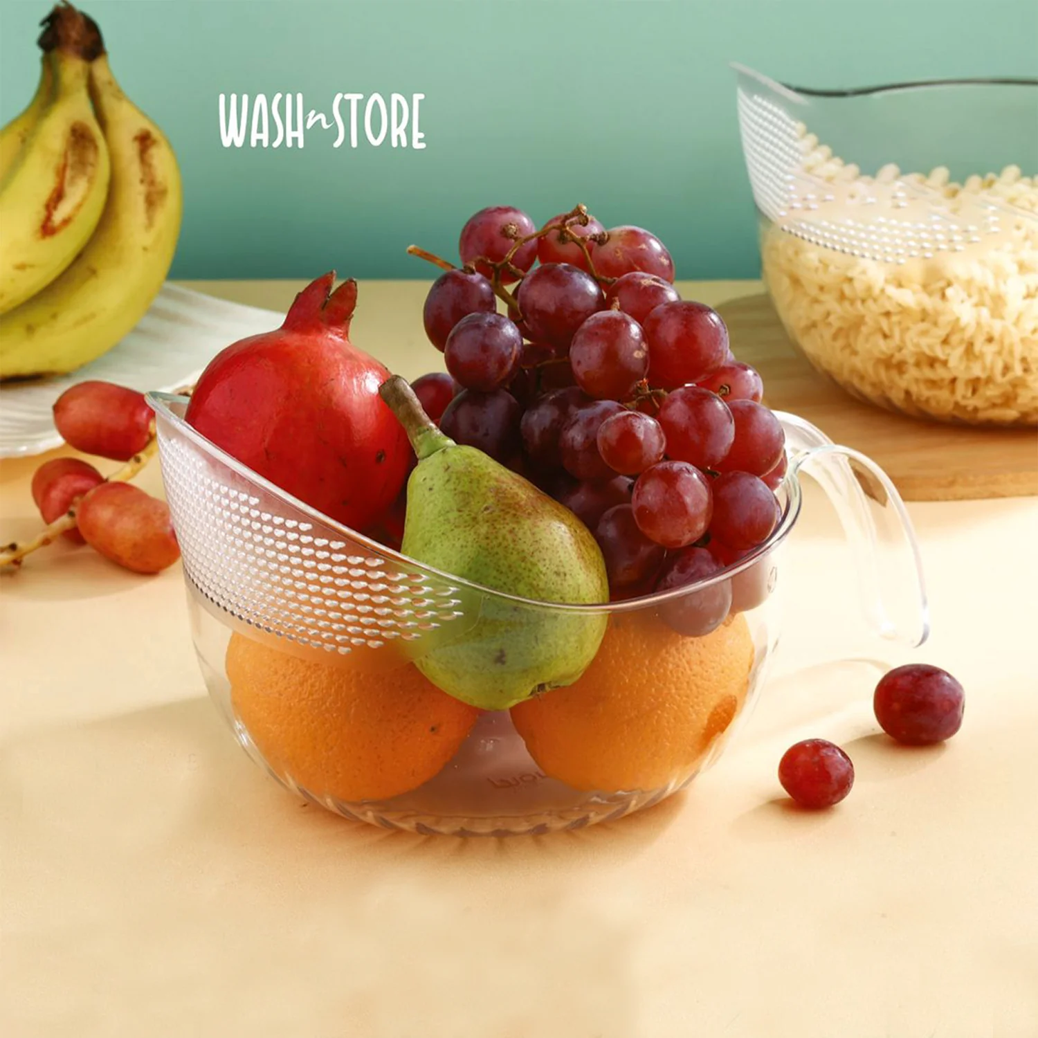 Supermom Multipurpose Transparent Plastic Bowl / Basket with Handle (1 Pc) - Image 6