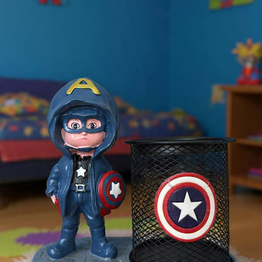 Superhero Style Pen Holder with Cartoon Figure Desk Organizer (Design may vary) - Image 3