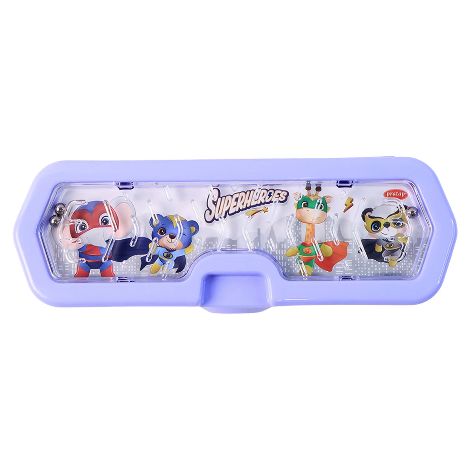 Cartoon Character Printed Plastic Pencil Box with Built-in Maze Puzzle Game (1 Pc) - Image 5