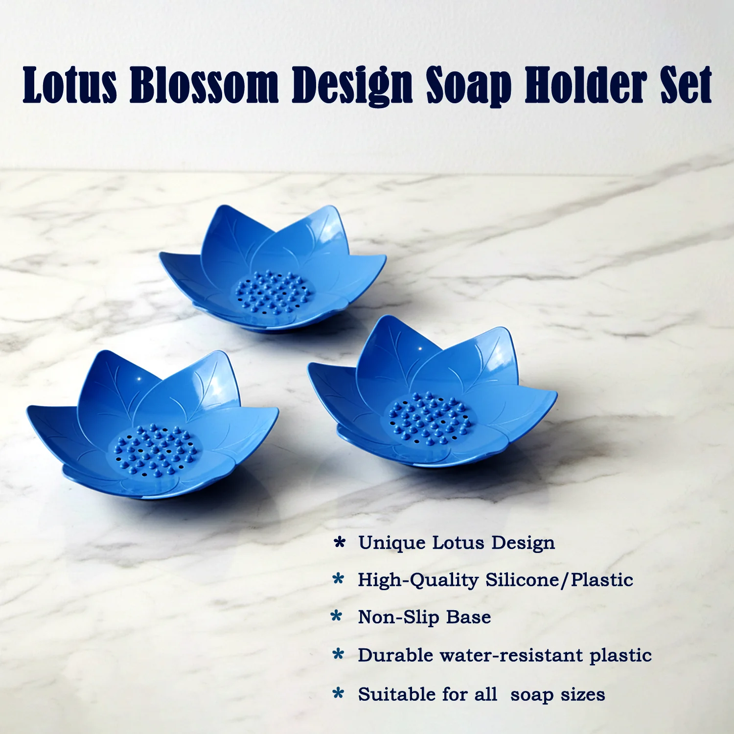 Supermom 3-Piece Lotus Blossom Design Soap Holder Set - Image 4
