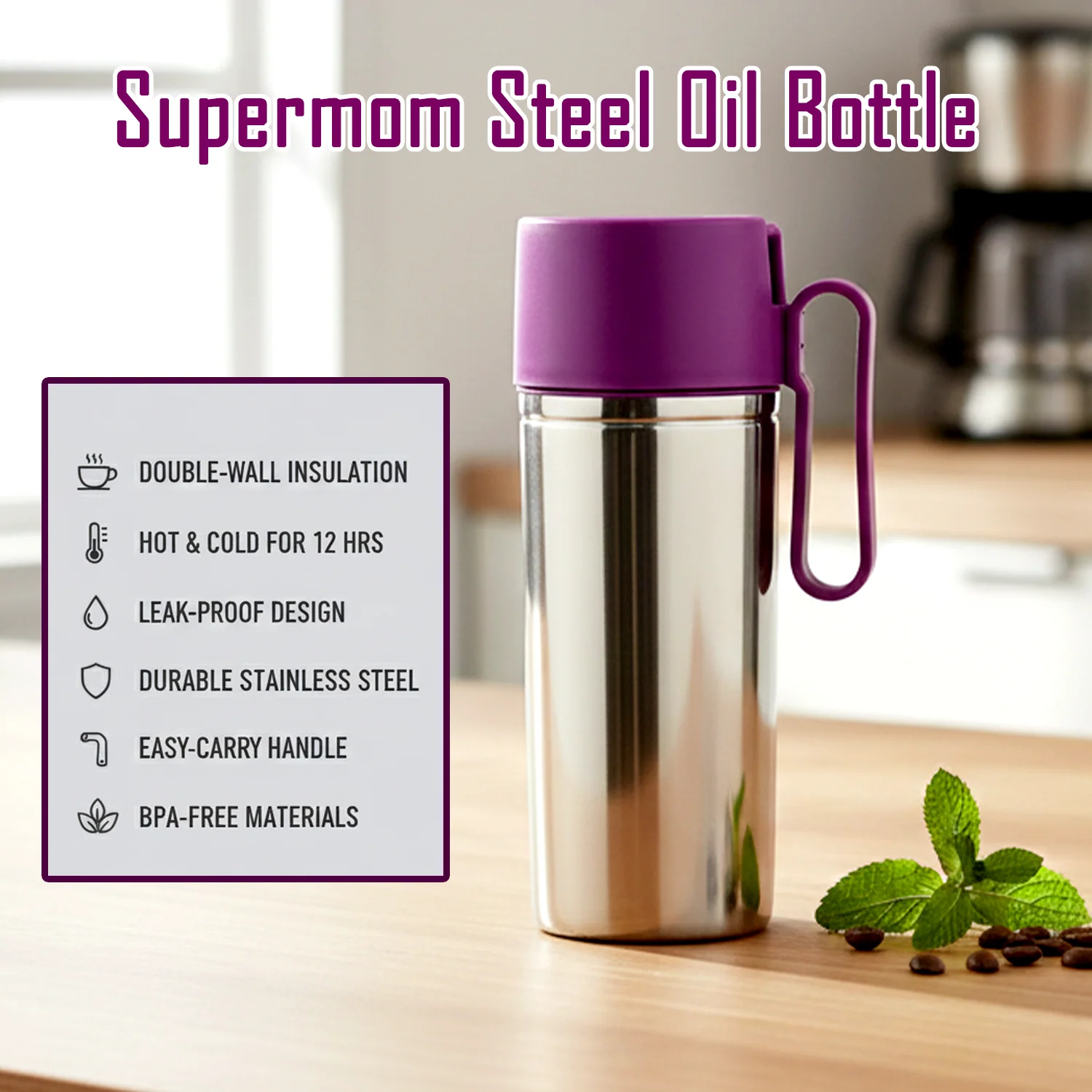 Supermom 750ml Approx. Stainless Steel Oil Pourer (1 Pc) - Image 4