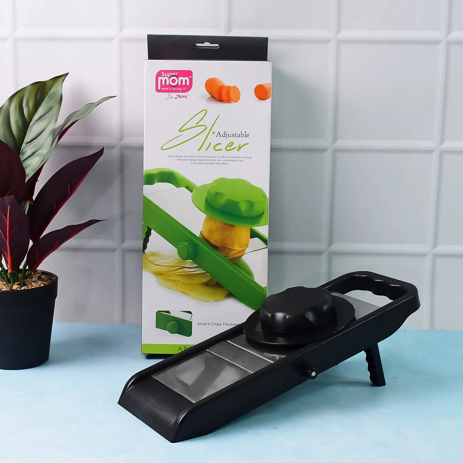 Supermom Adjustable Plastic Slicer, 1-Piece, Black / Silver - Image 3