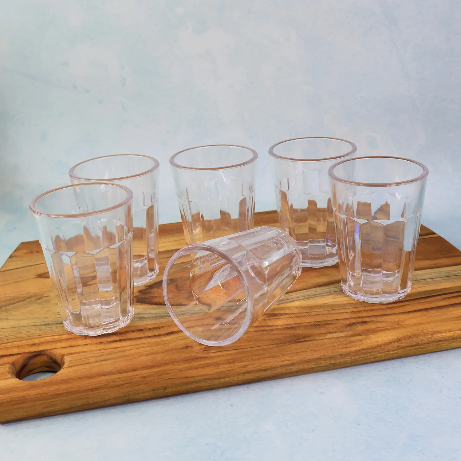 Supermom Plastic Chai Pyali Transparent Tea Glass Set (130ML / 6 Pc) - Image 3