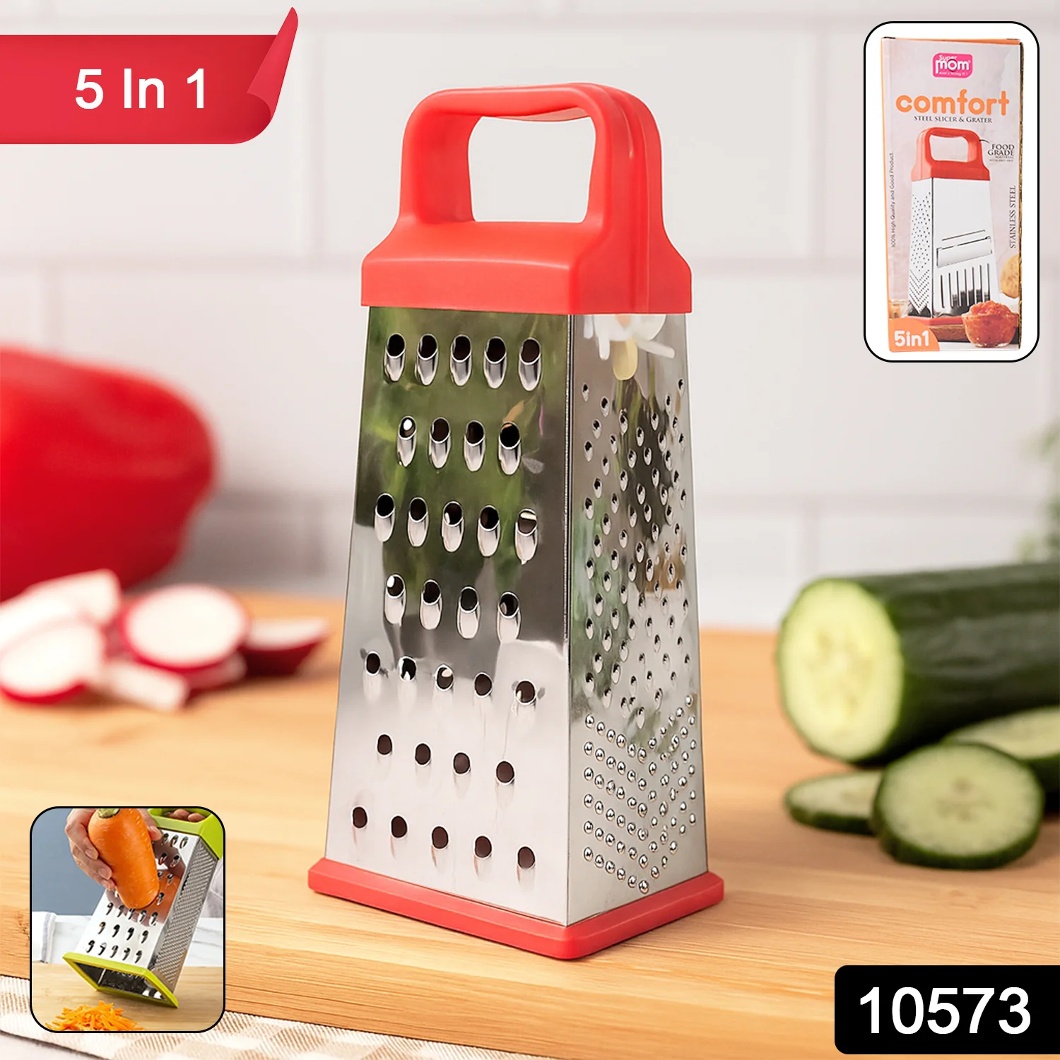 Supermom 5-in-1 Comfort Stainless Steel Grater and Slicer - Image 2