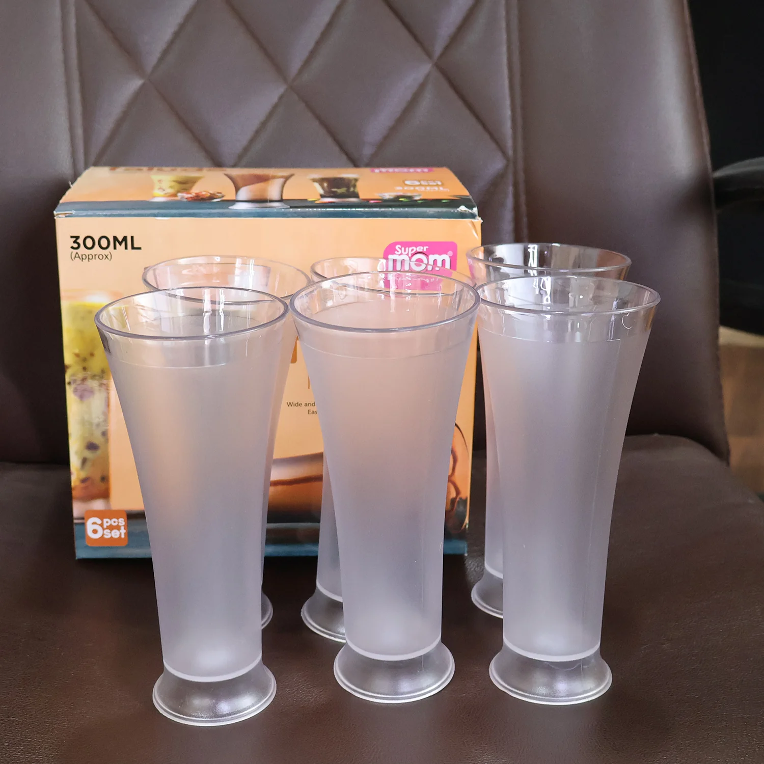 Supermom Plastic Faluda Matt Glass Set (300ML / 6 Pc) - Image 8