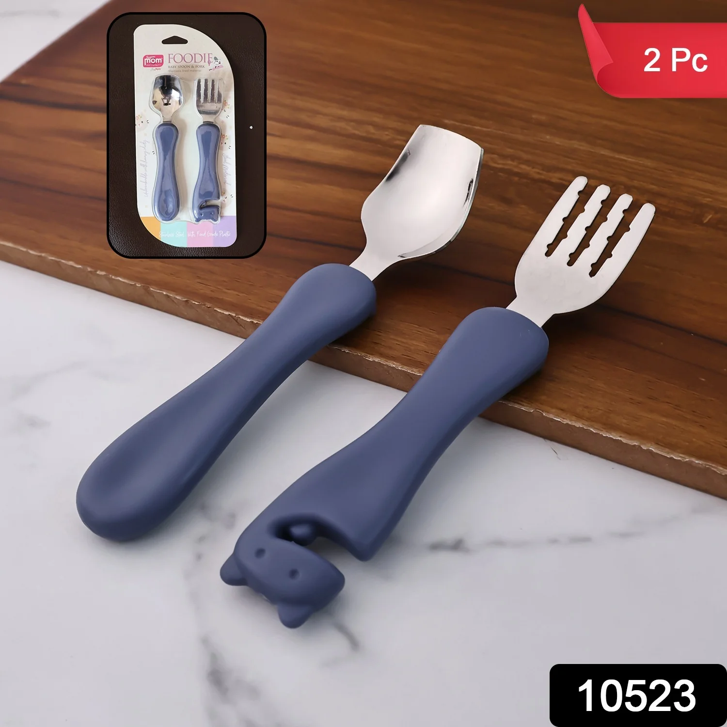 Supermom Foodie Stainless Steel Spoon & Fork (2 Pc Set) - Image 2