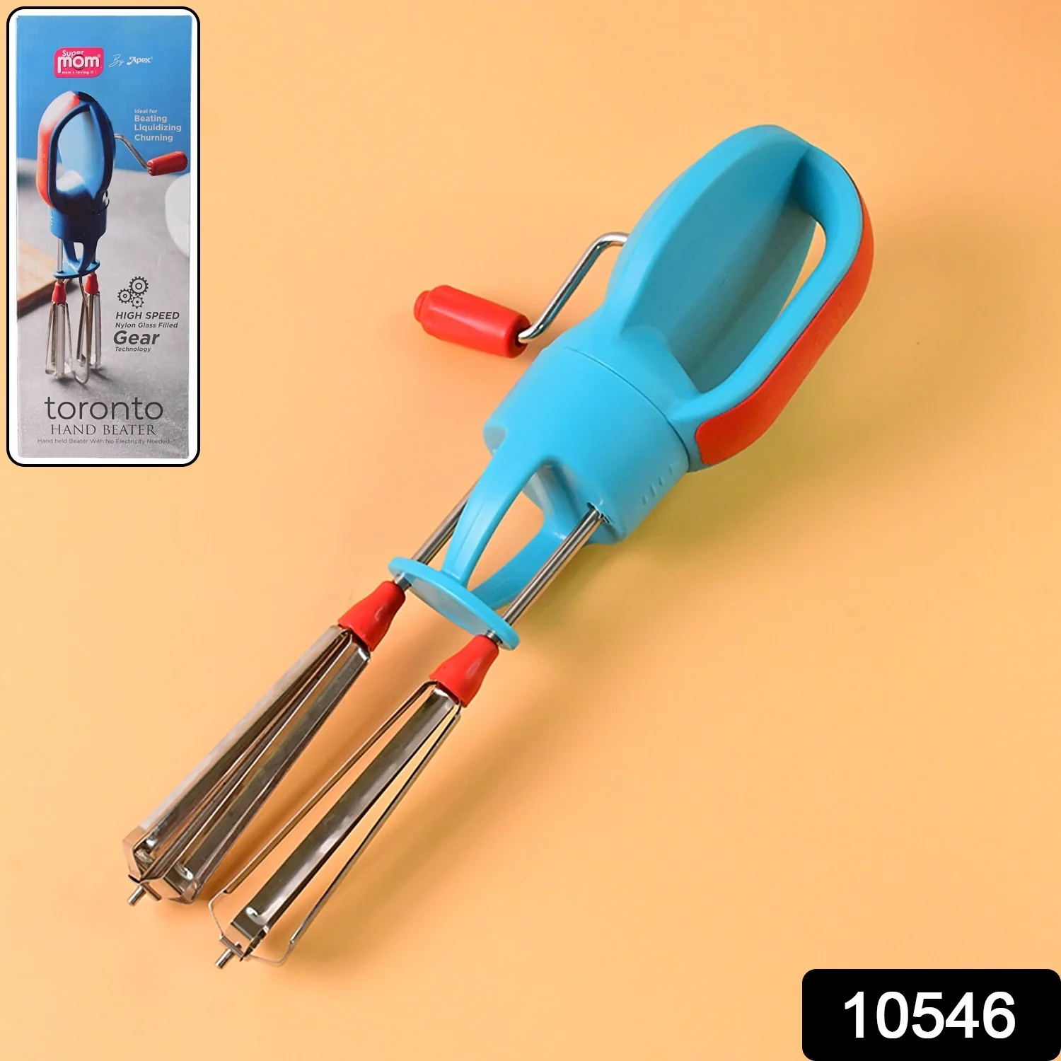 Supermom High-Speed Manual Hand Beater with Dual Stainless Steel Whisks (1 Pc) - Image 2