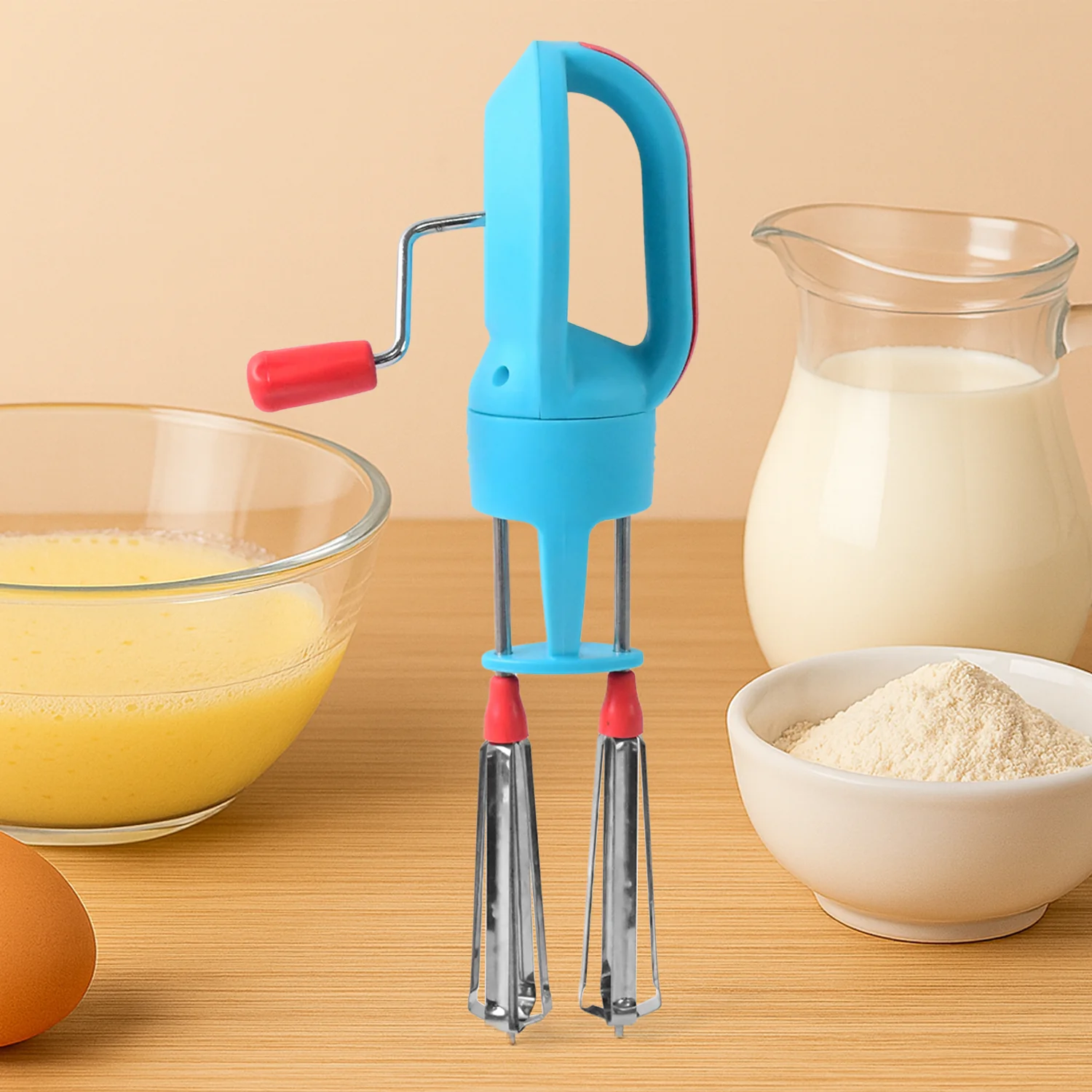 Supermom High-Speed Manual Hand Beater with Dual Stainless Steel Whisks (1 Pc) - Image 3