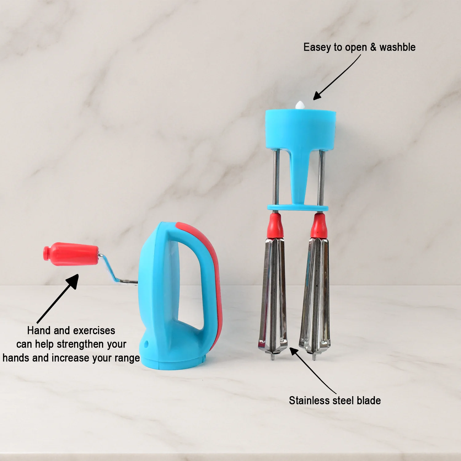 Supermom High-Speed Manual Hand Beater with Dual Stainless Steel Whisks (1 Pc) - Image 7