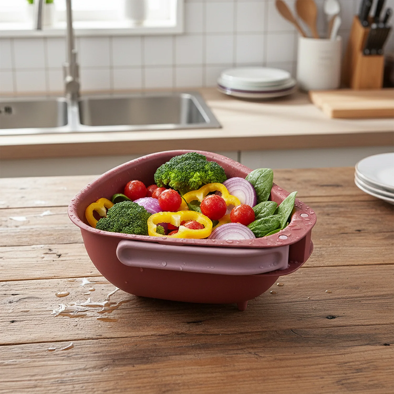 Supermom Kitchen Colander with Foldable Handle and Drain Base - Image 3