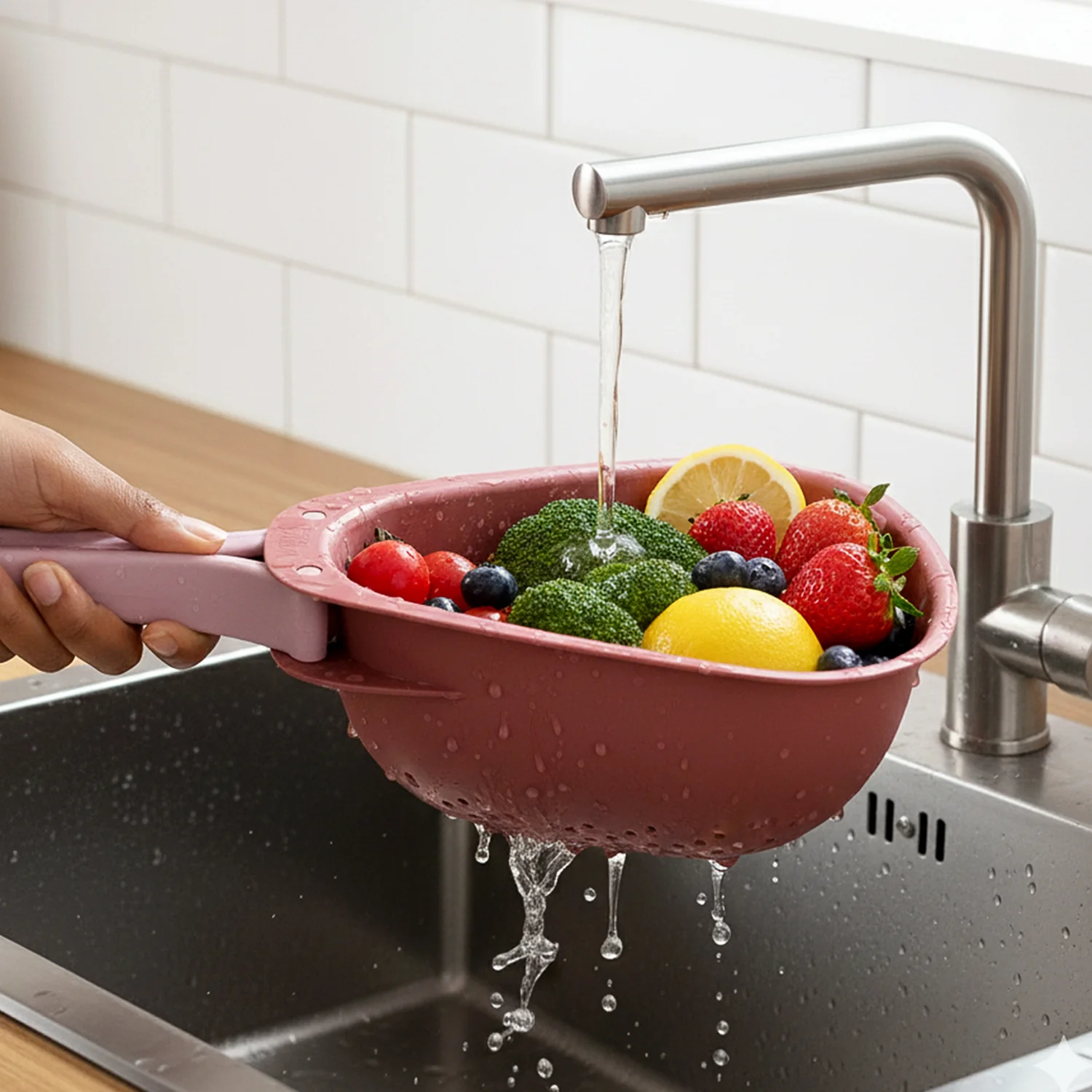 Supermom Kitchen Colander with Foldable Handle and Drain Base - Image 7