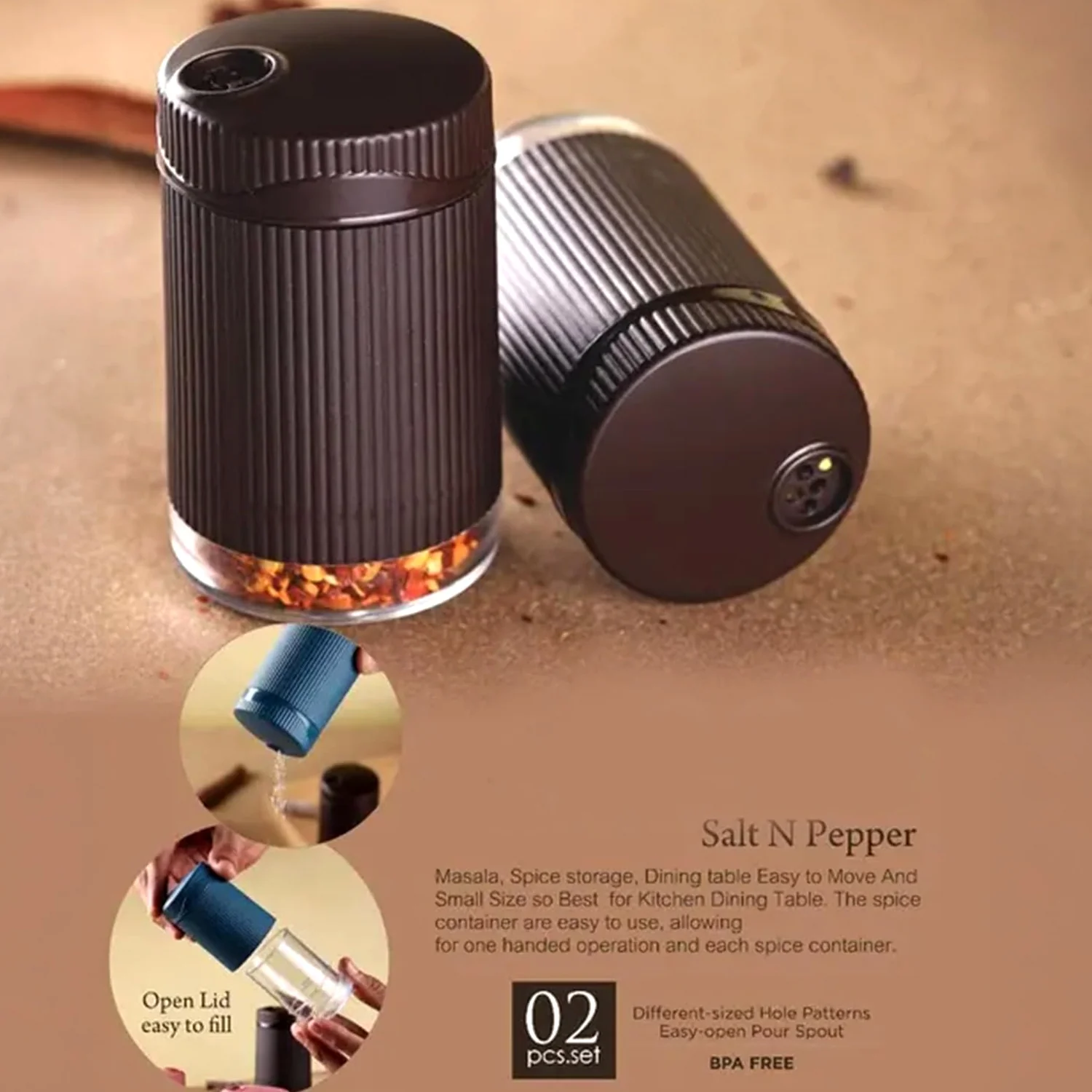 Supermom Linoo Salt & Pepper Dispenser Set (2 Pc) - Image 7