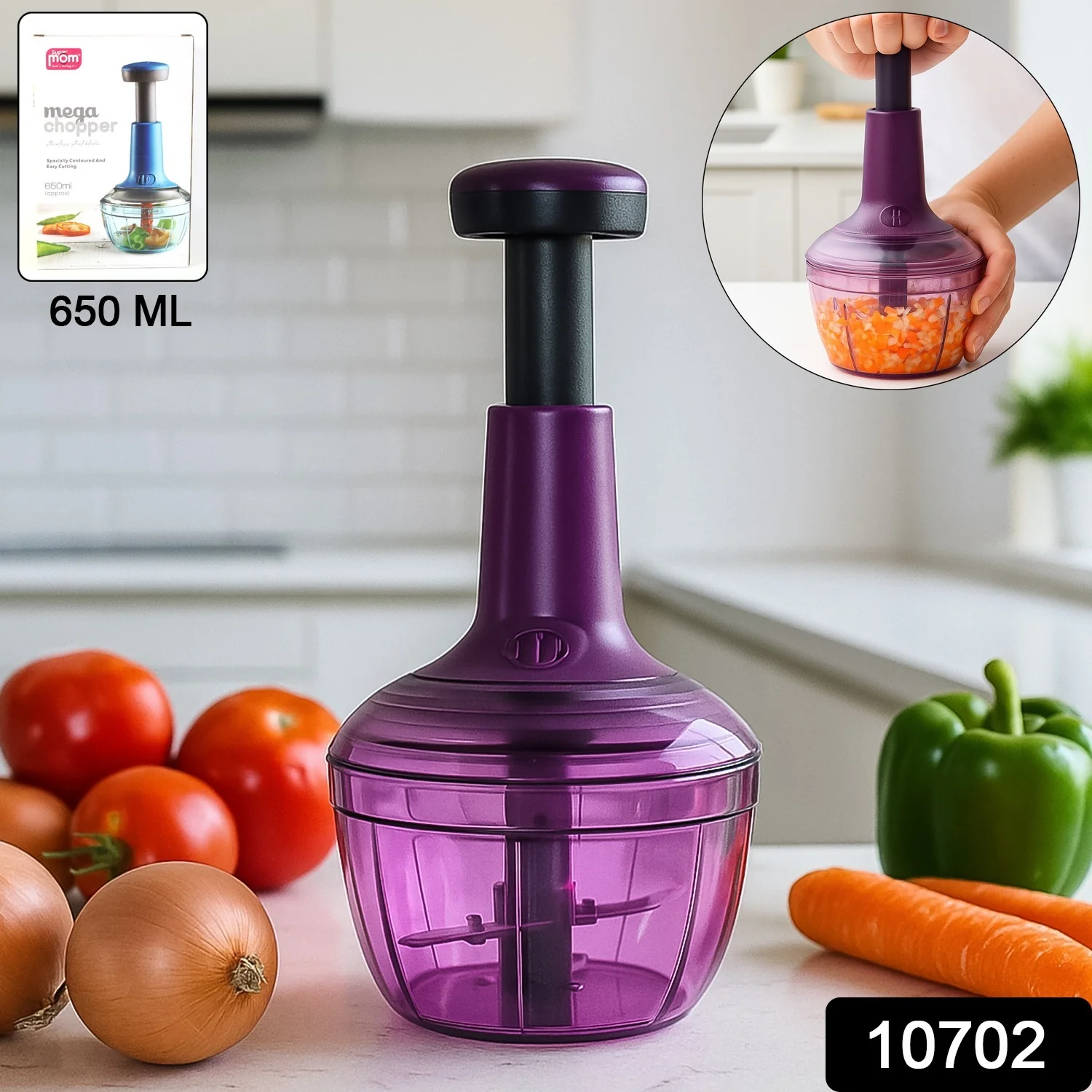 Supermom Manual Push Vegetable Chopper 650 ml - (1 Pc) - Image 2