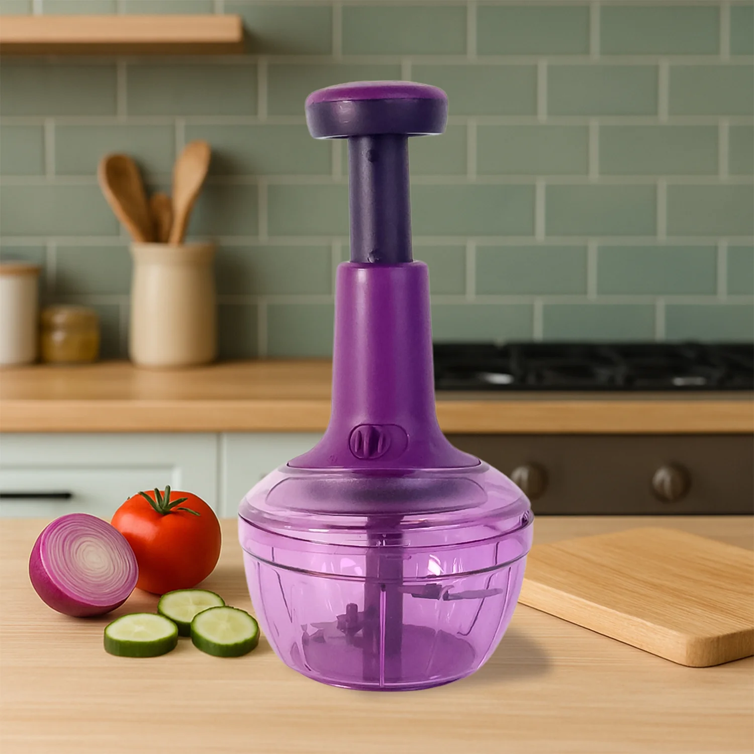 Supermom Manual Push Vegetable Chopper 650 ml - (1 Pc) - Image 3