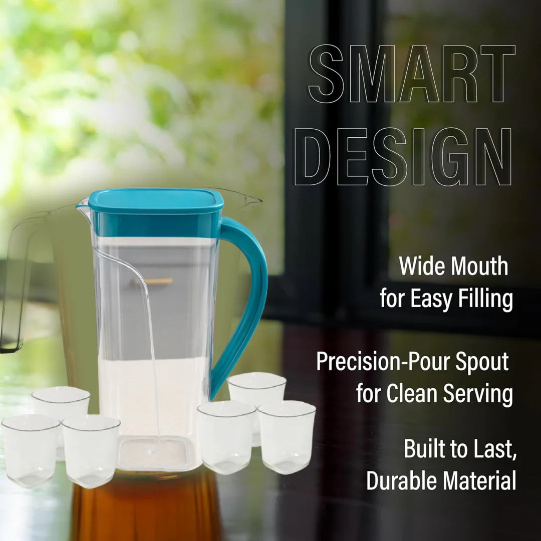 Supermom Plastic Marina Jug with 6 Glass Set - Image 2