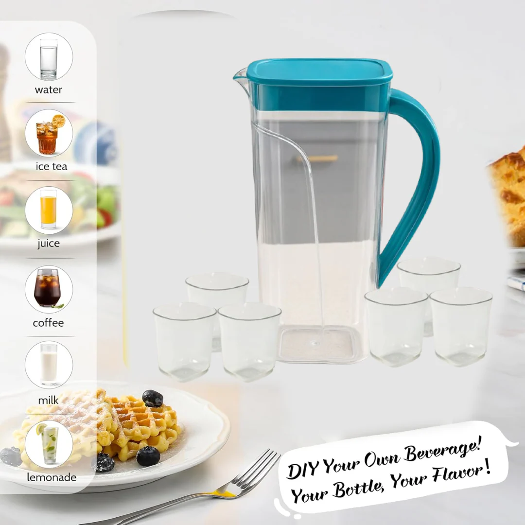 Supermom Plastic Marina Jug with 6 Glass Set - Image 3