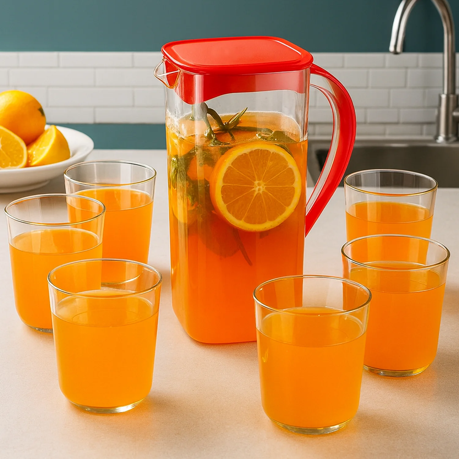 Supermom Plastic Marina Jug with 6 Glass Set - Image 6