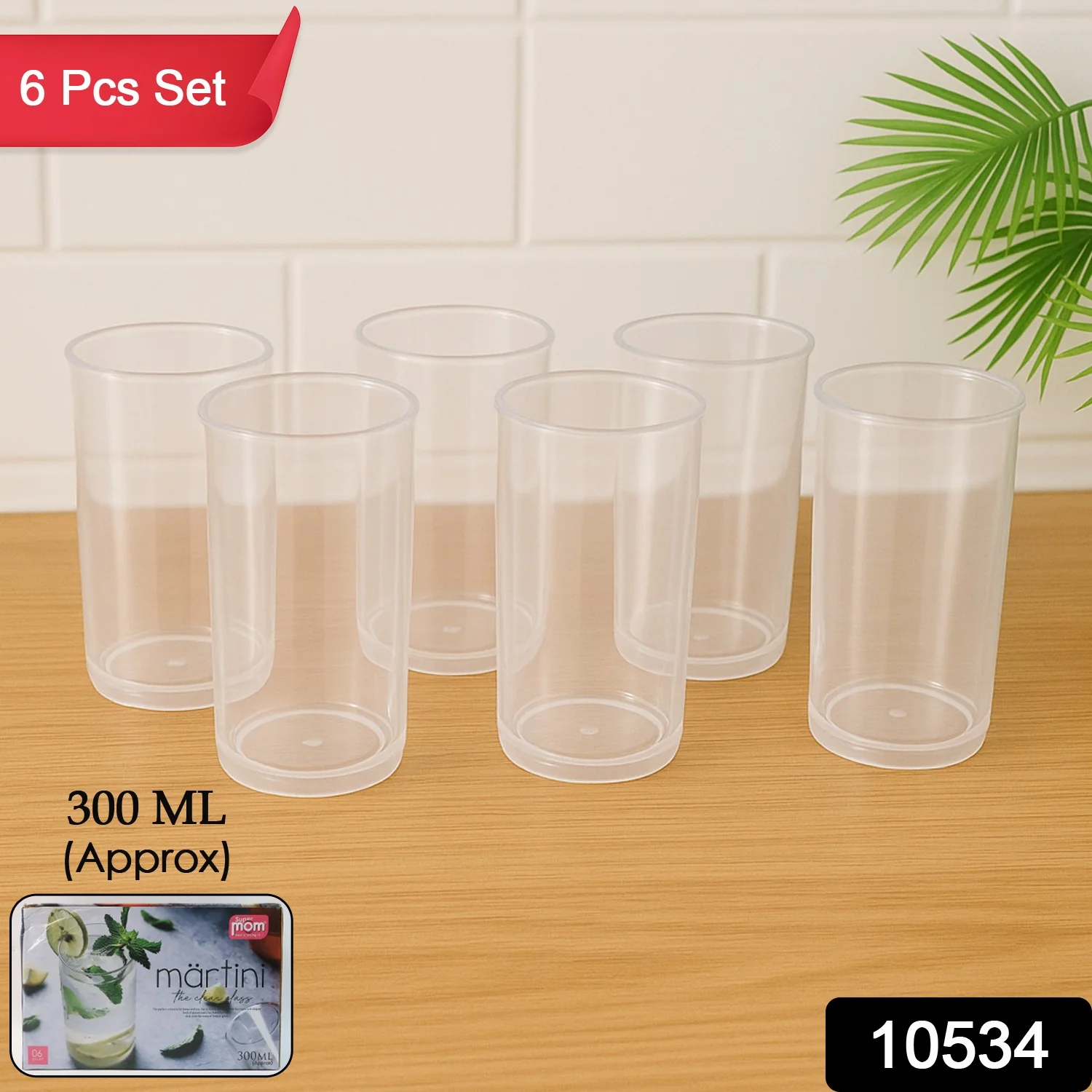 Supermom Plastic Martini Clear Glass Set (6 Pc) - Image 2