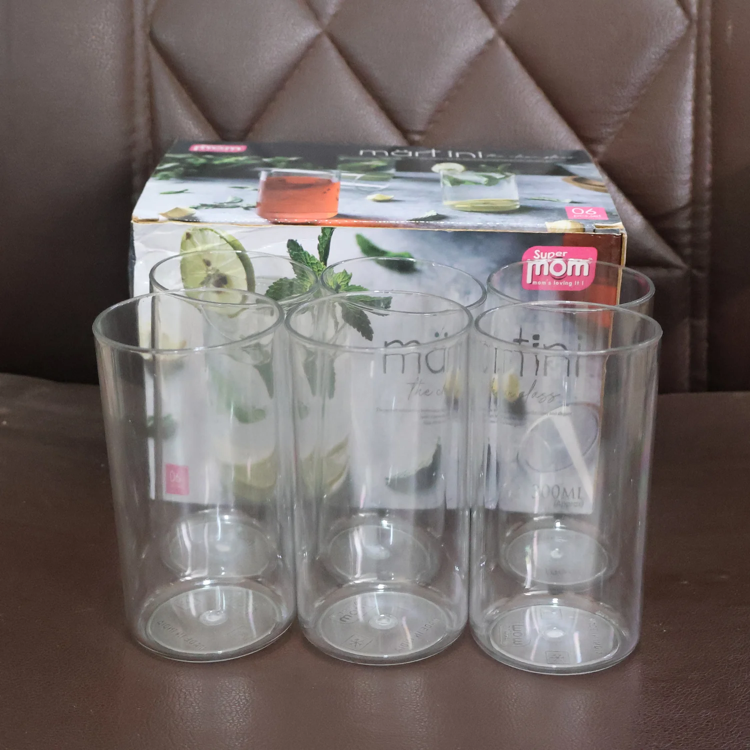 Supermom Plastic Martini Clear Glass Set (6 Pc) - Image 8