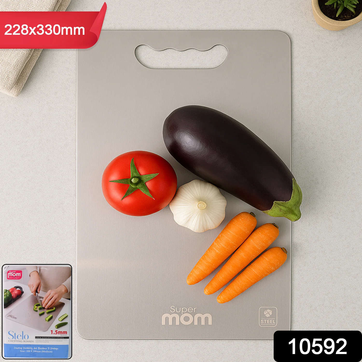 Supermom Medium Stello Stainless Steel Chopping Board - Image 2