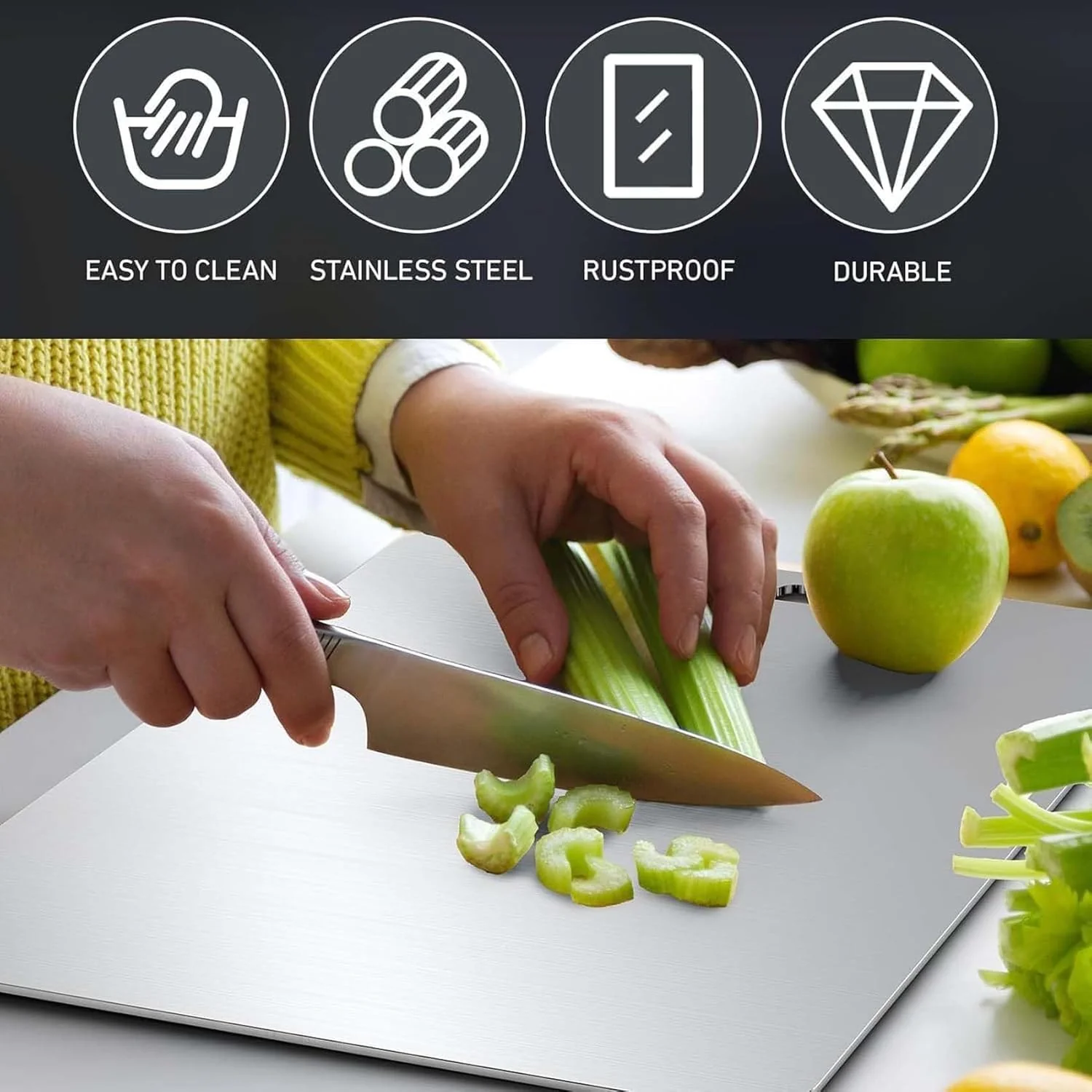 Supermom Medium Stello Stainless Steel Chopping Board - Image 8