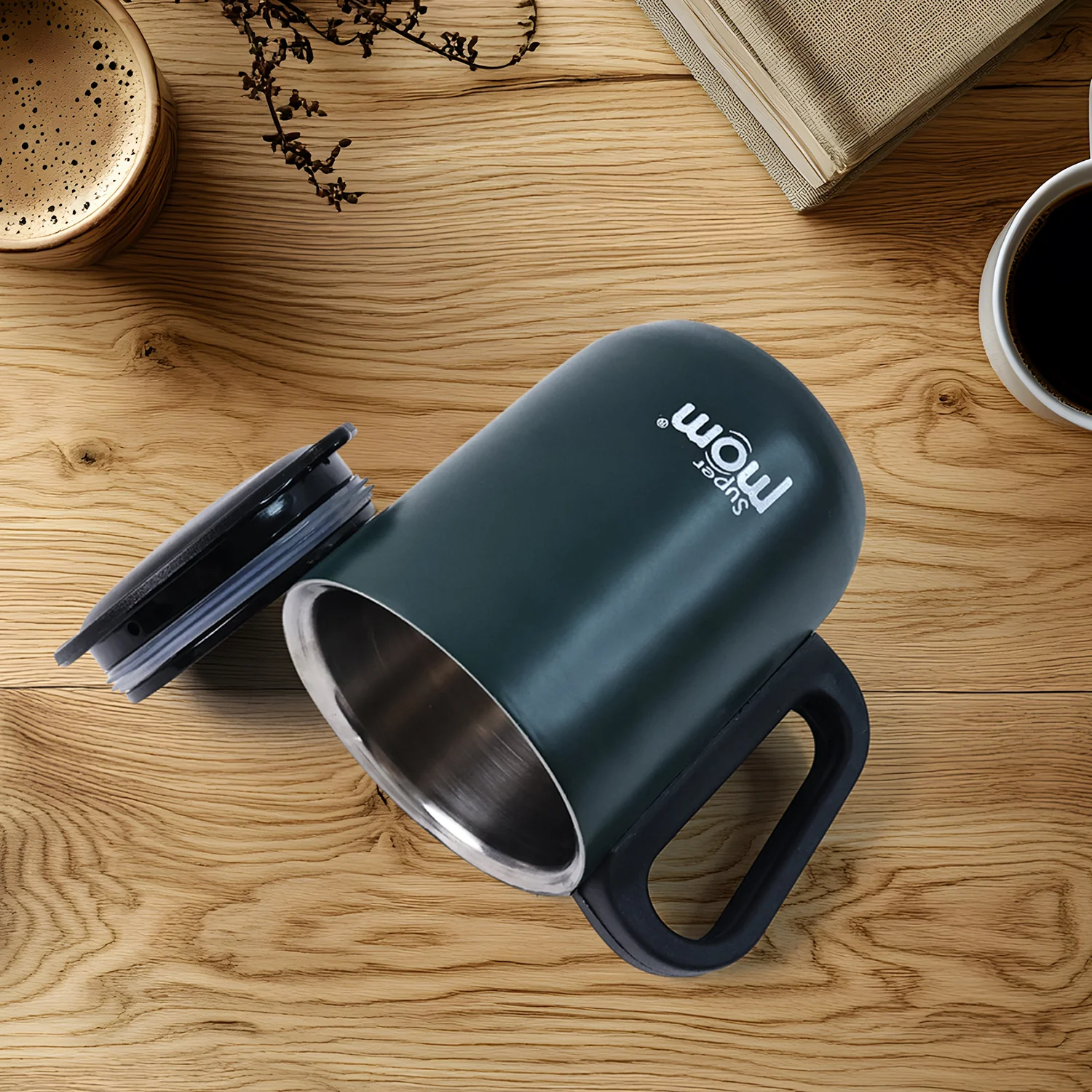 Supermom Metallic Stainless Steel Insulated Mug with Lid Approx 300Ml (1 Pc) - Image 3