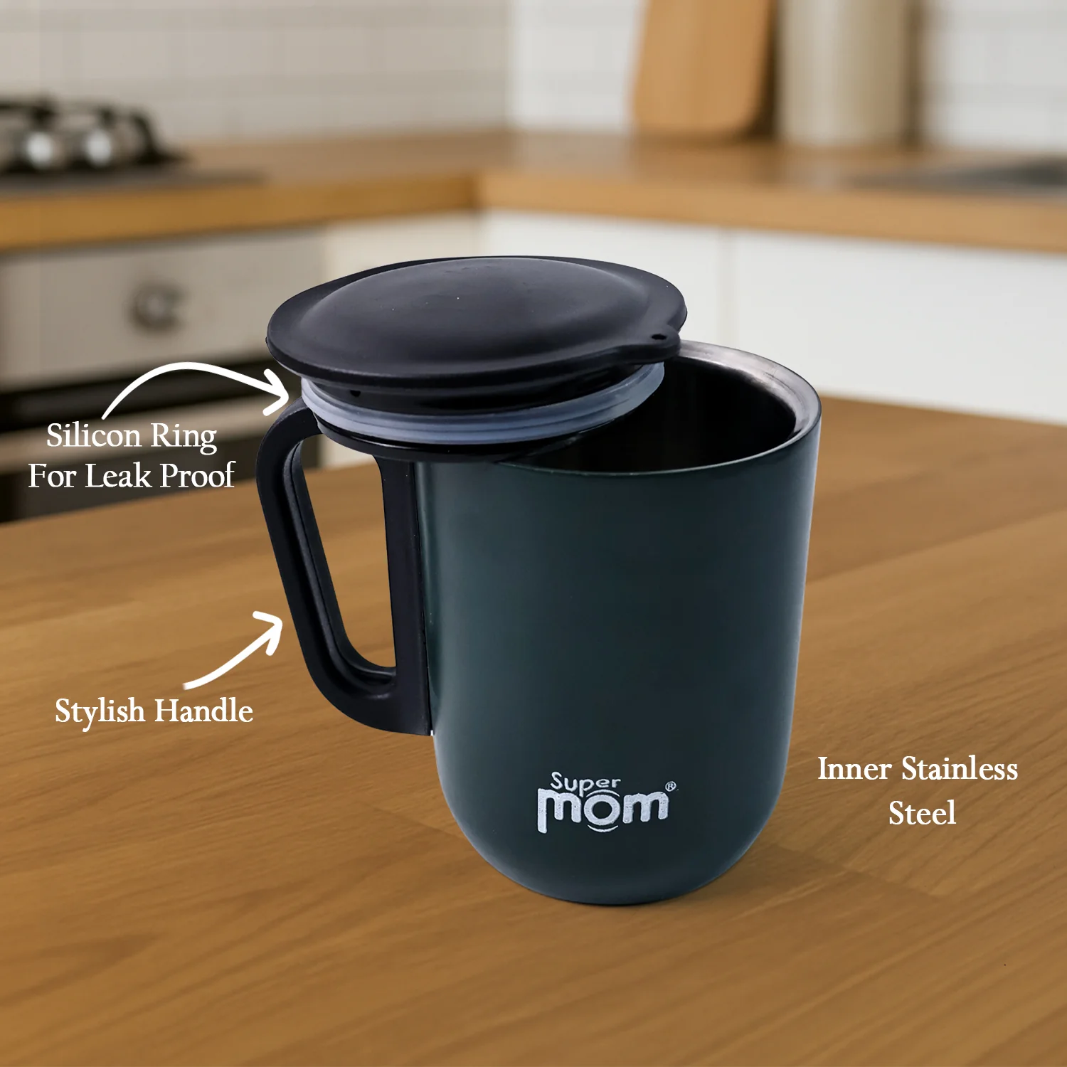 Supermom Metallic Stainless Steel Insulated Mug with Lid Approx 300Ml (1 Pc) - Image 6