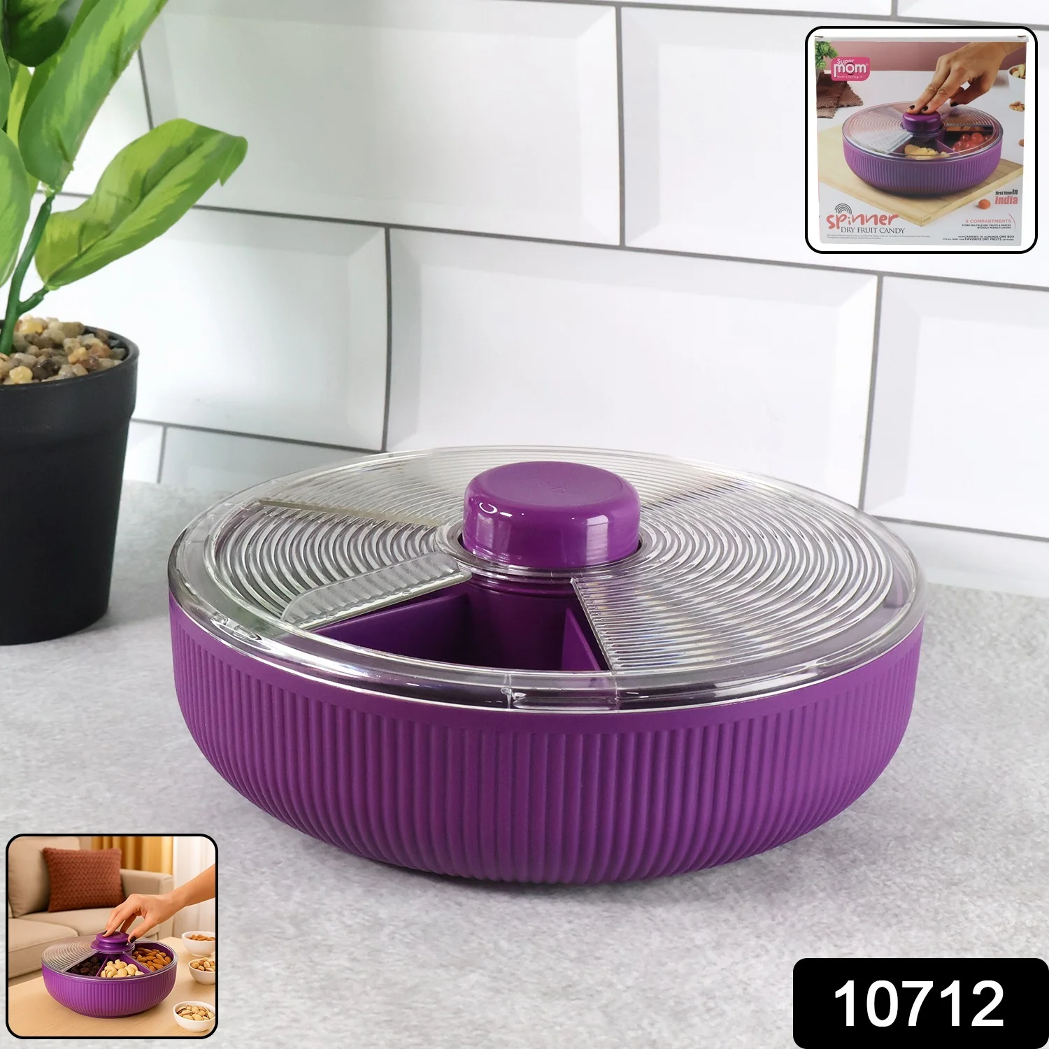 Supermom Multipurpose Round Rotating Dry Fruit & Snack Storage Container (1 Pc) - Image 2