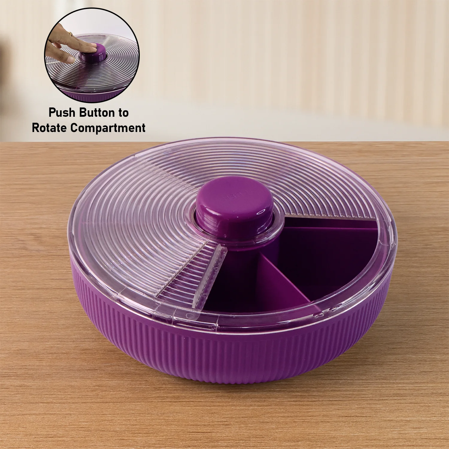 Supermom Multipurpose Round Rotating Dry Fruit & Snack Storage Container (1 Pc) - Image 3