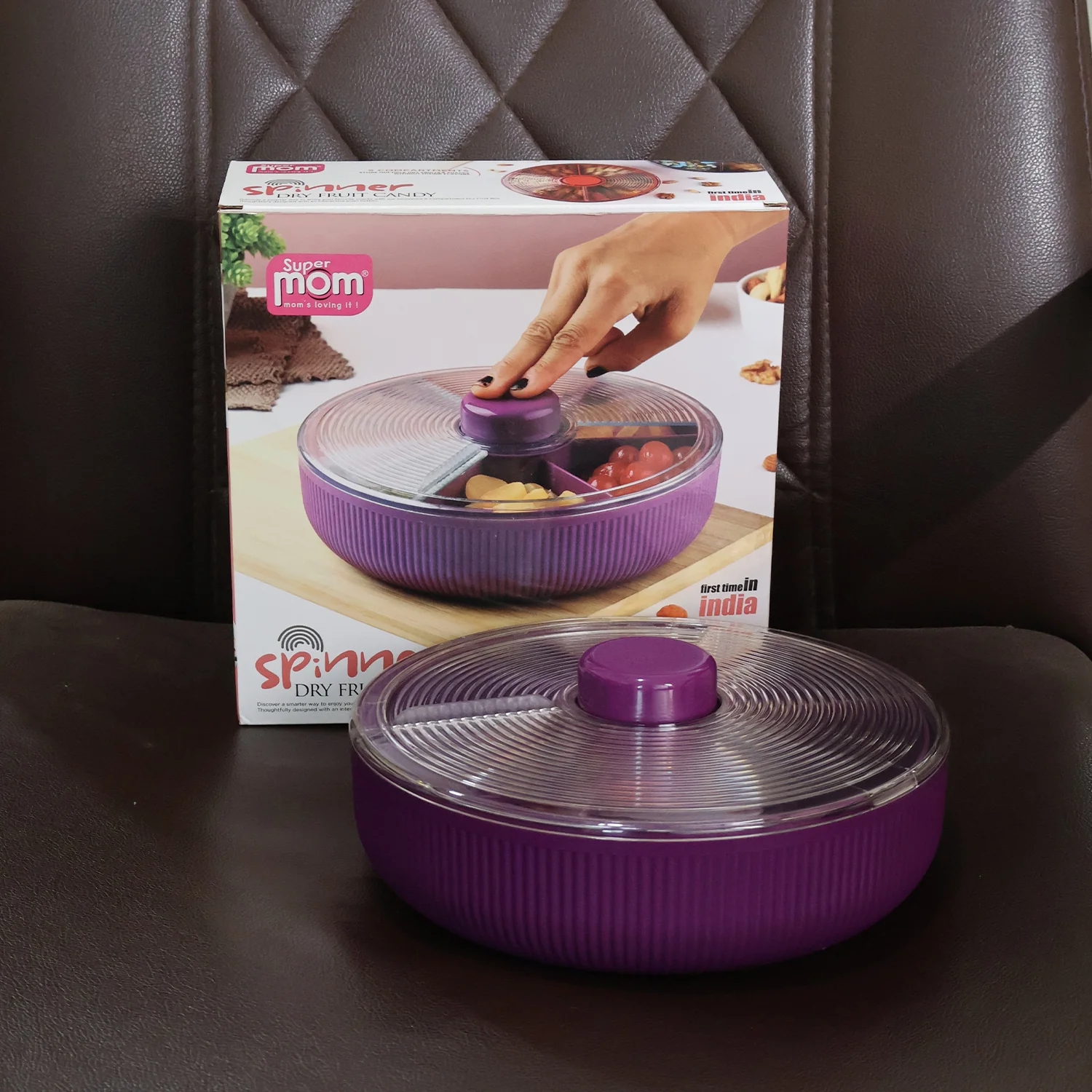 Supermom Multipurpose Round Rotating Dry Fruit & Snack Storage Container (1 Pc) - Image 9