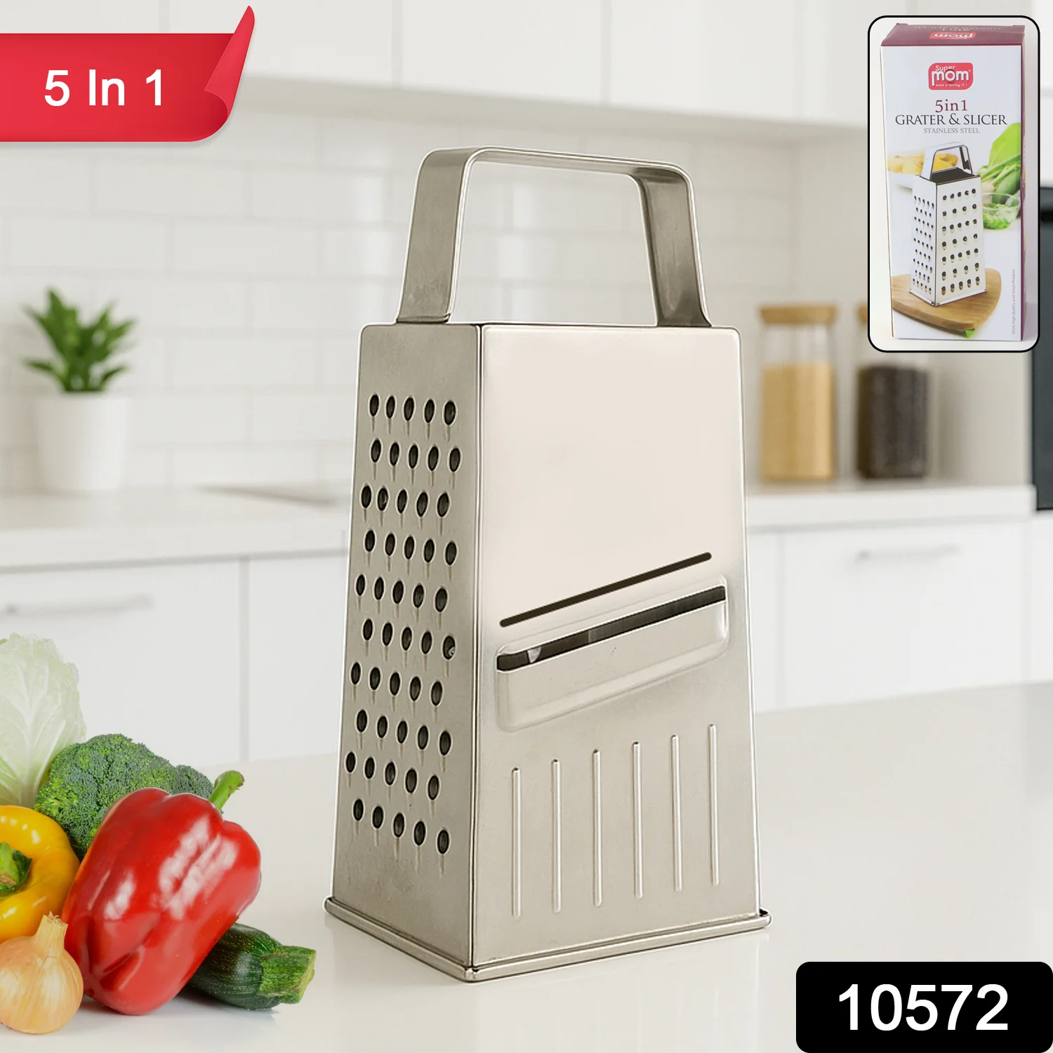 Supermom Premium 5-in-1 Stainless Steel Grater and Slicer - Image 2