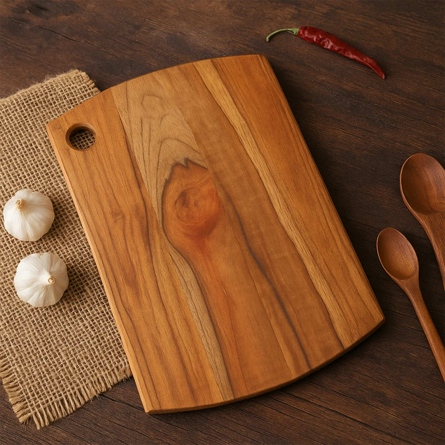 Supermom Premium Teak Wood Chopping Board for Kitchen (1 Pc) - Image 4