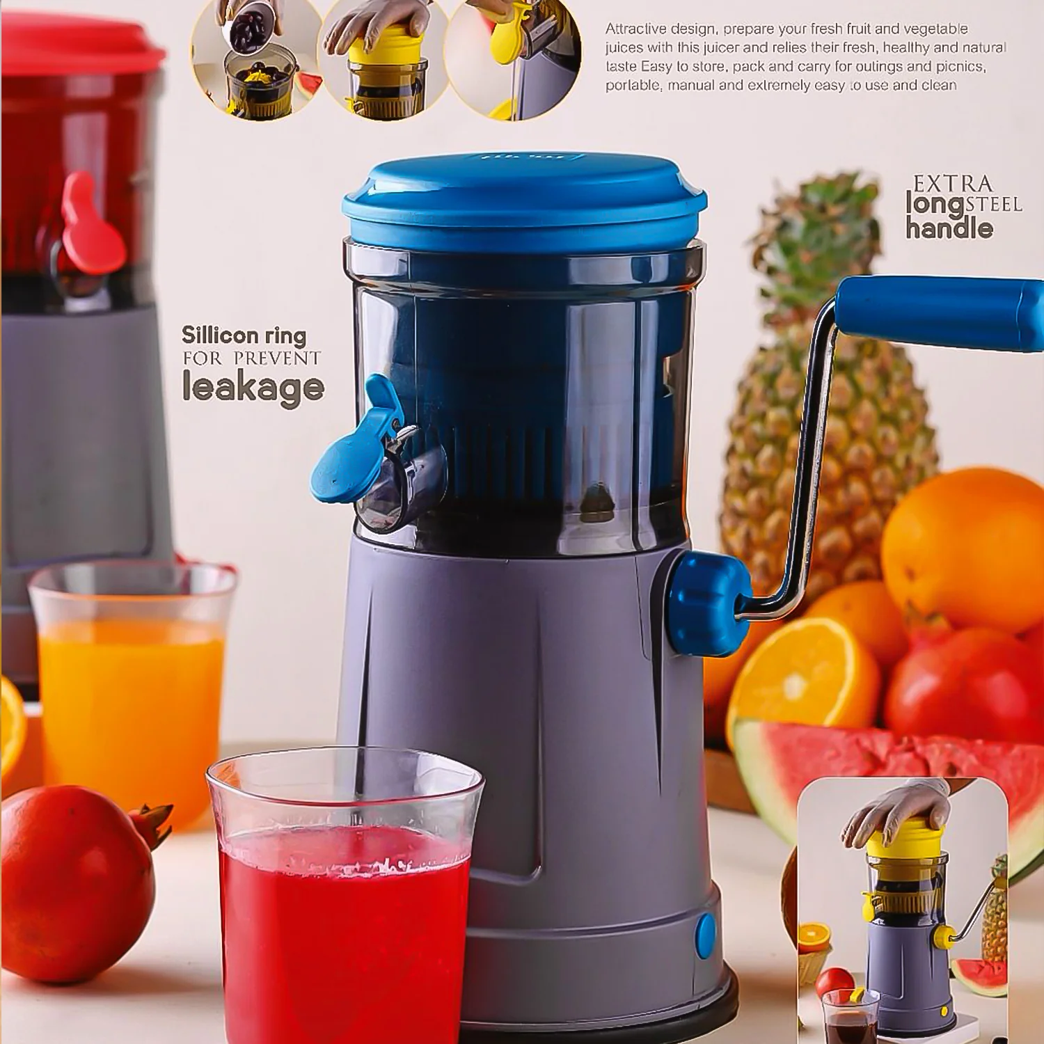 Supermom Pulpy Fruit Juicer with Extra Long Handle and Silicone Ring (1 Pc) - Image 3