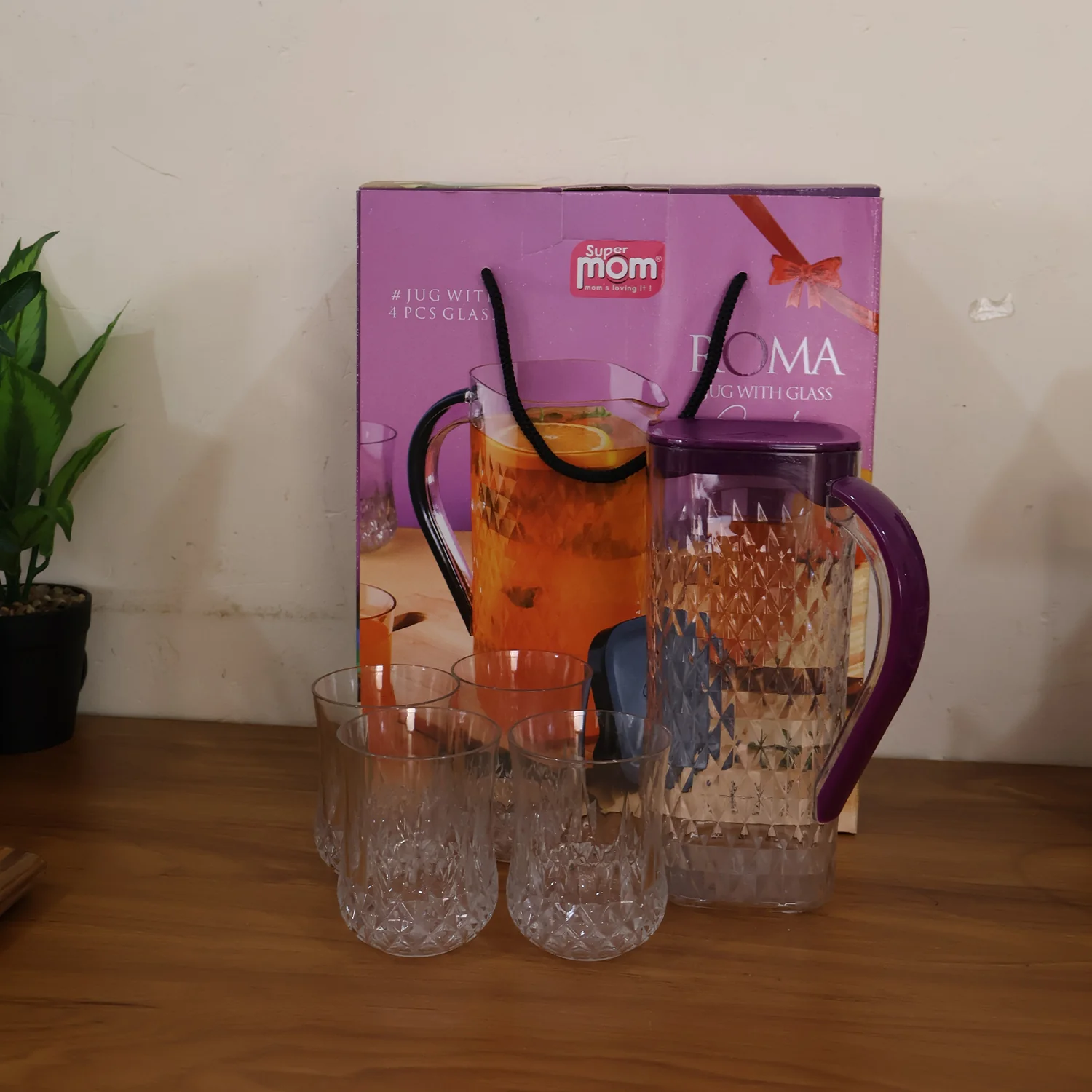 Supermom ROMA Plastic Jug with Glasses Combo Set (5 Pc) - Image 7